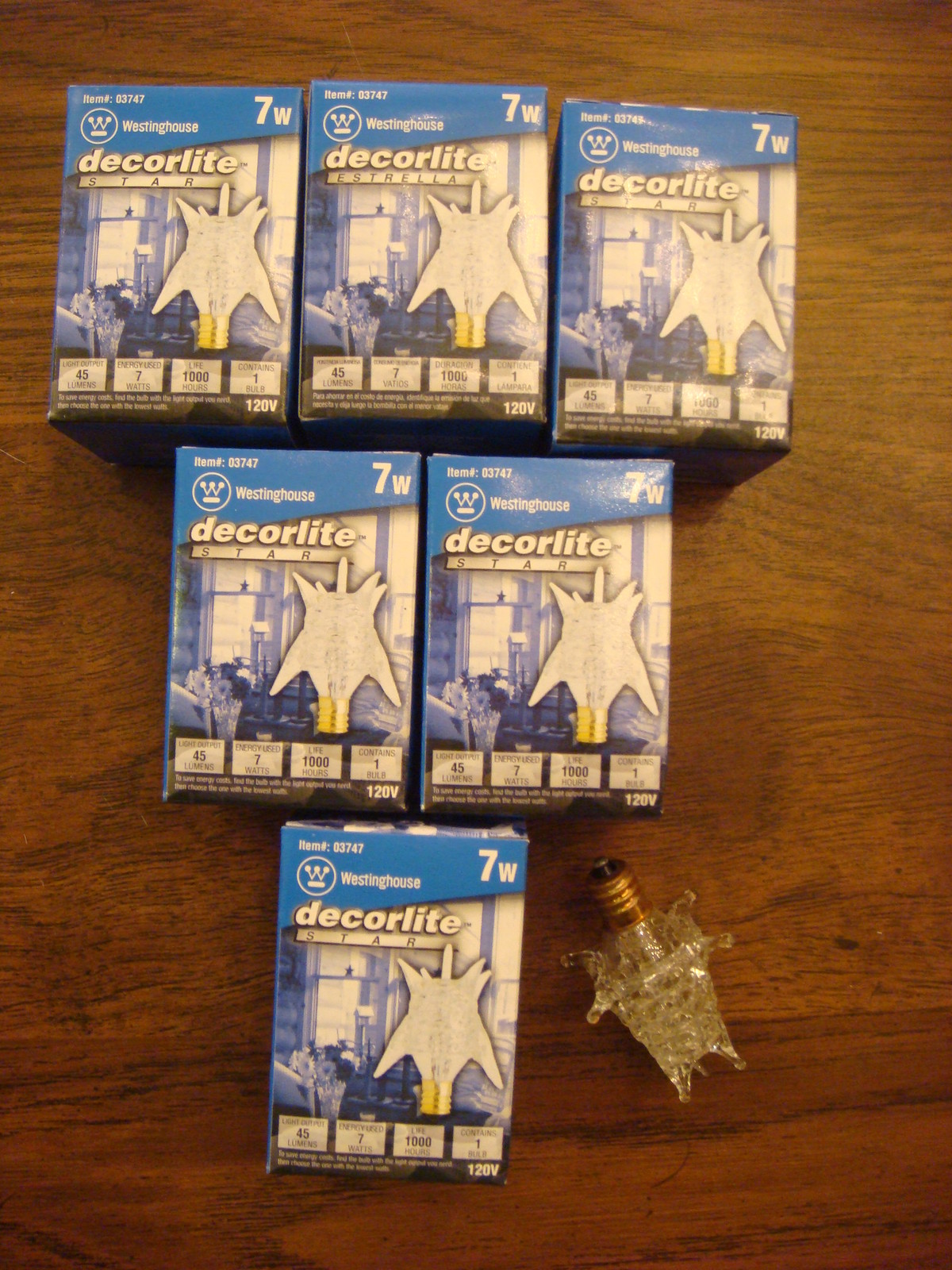STAR BULBS 7 WATT LIGHT BULBS FOR  SPUTNIK STARBURST LAMPS FIXTURES WESTINGHOUSE