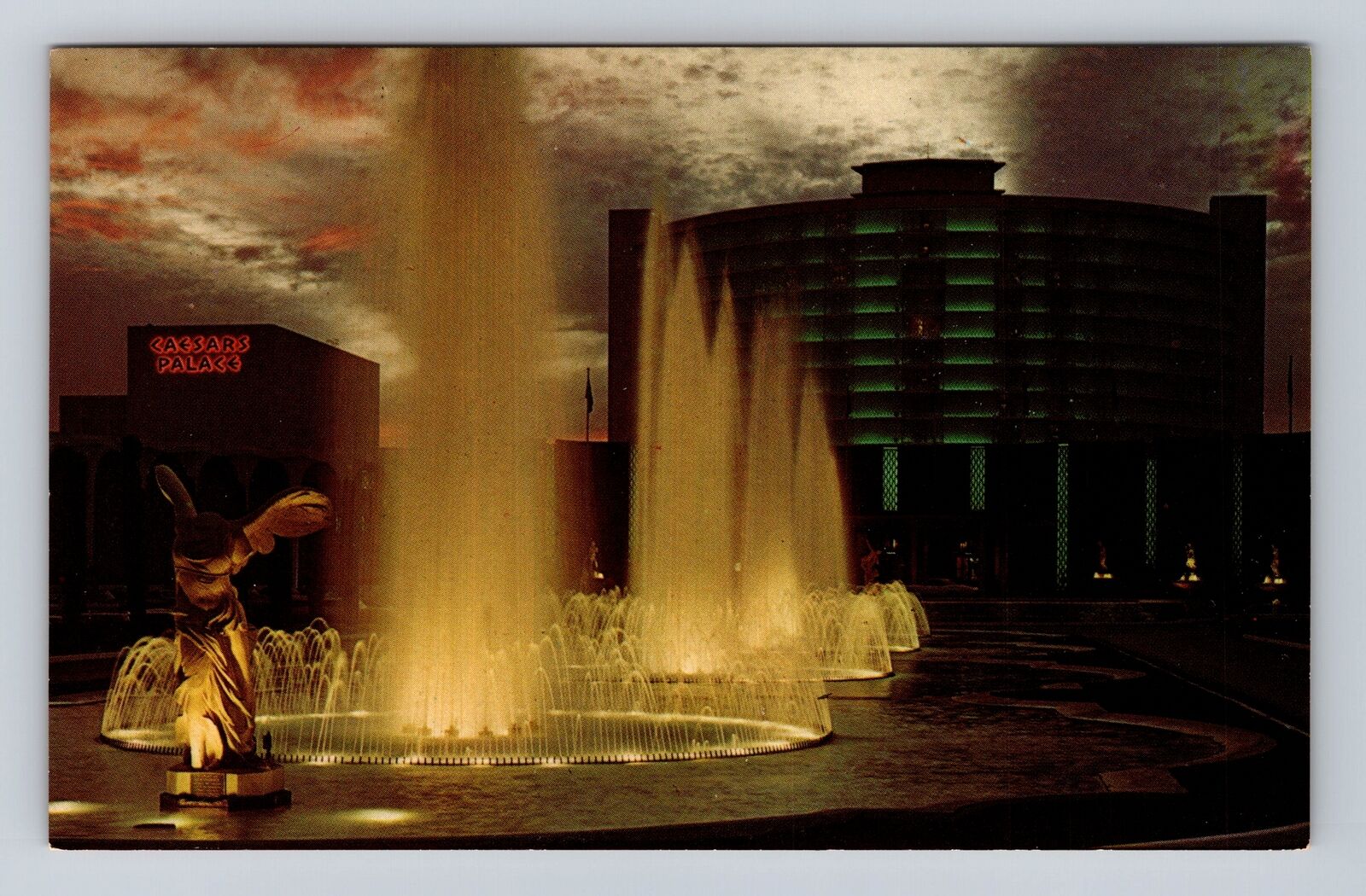 Las Vegas NV-Nevada, Caesars Palace Fountain Night Advertising, Vintage Postcard