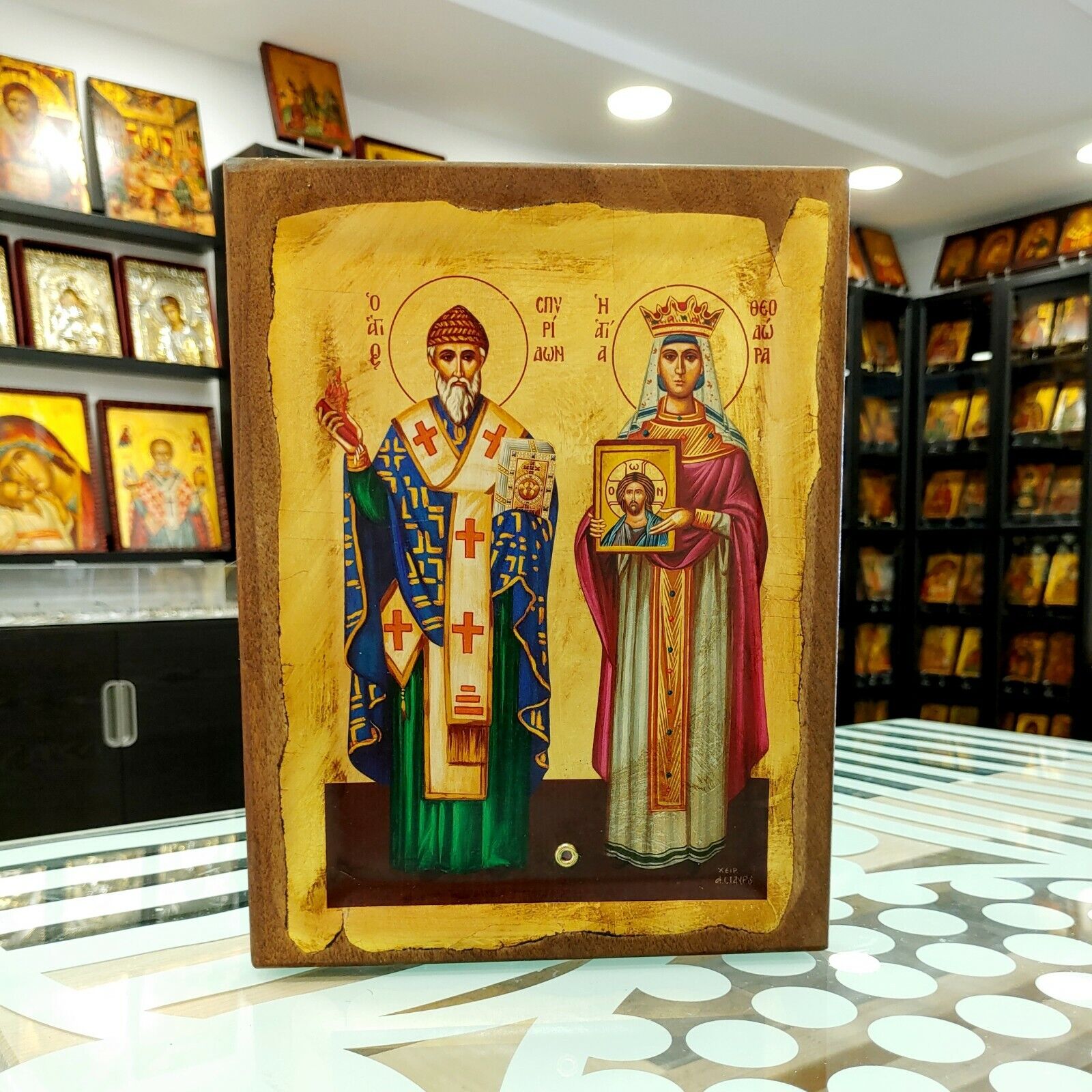Saint Theodora Avgusta Saint Spyridon Orthodox Icon Hand Painted Icon Byzantine