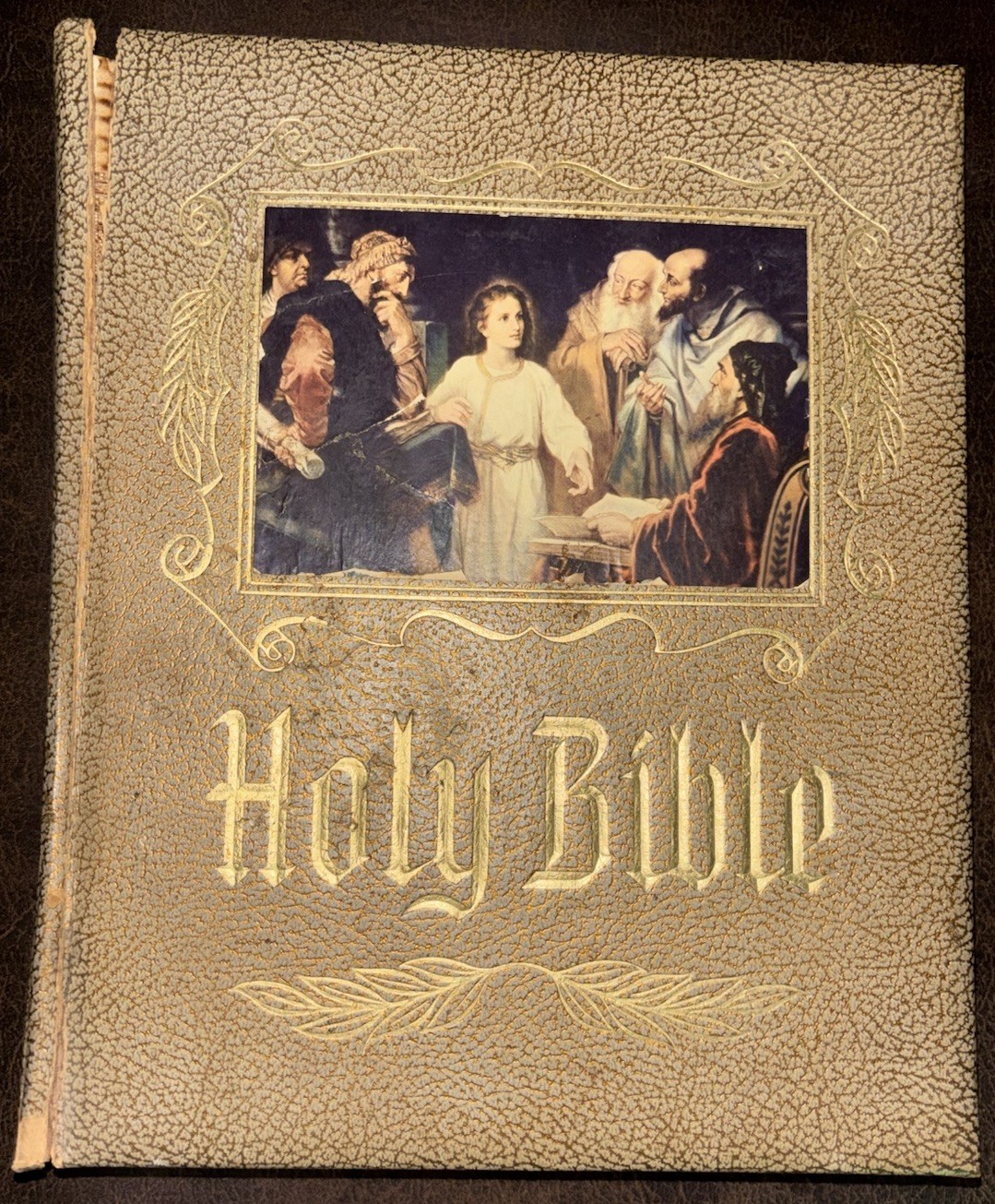Vintage Heirloom Holy Bible KJV Red Letter Illustrated Family Bible Antique