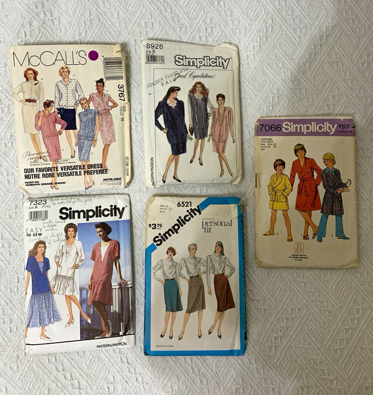 Lot of 5 Vintage Simplicity & McCall's Sewing Patterns - Dress & Skirt