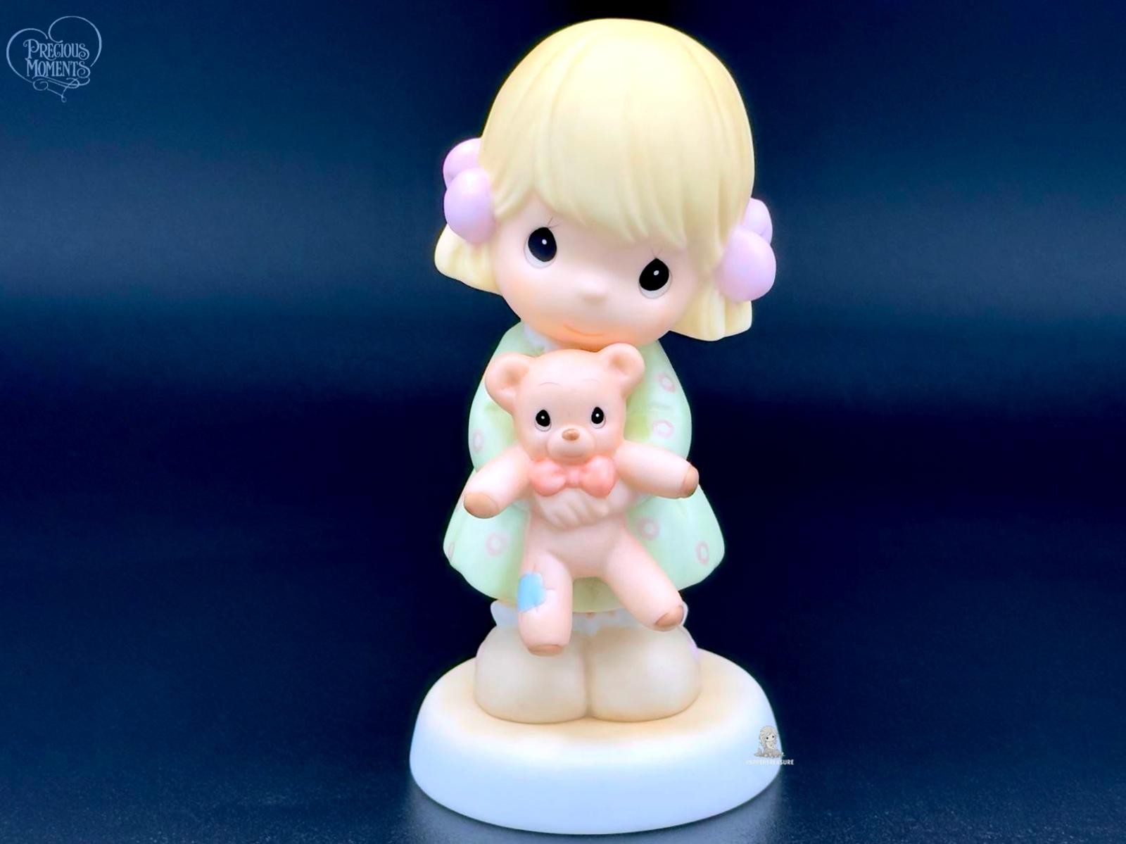 Adorable Precious Moments Girl Figurine Holding Teddy Bear Adorable Precious Moments Girl Figurine Holding Teddy Bear