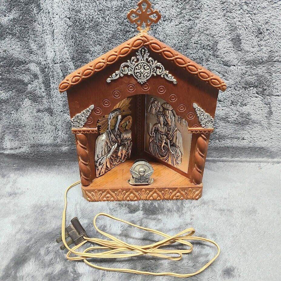 Antique Russian Orthodox Wooden Iconostasis Shrine w/Lamp