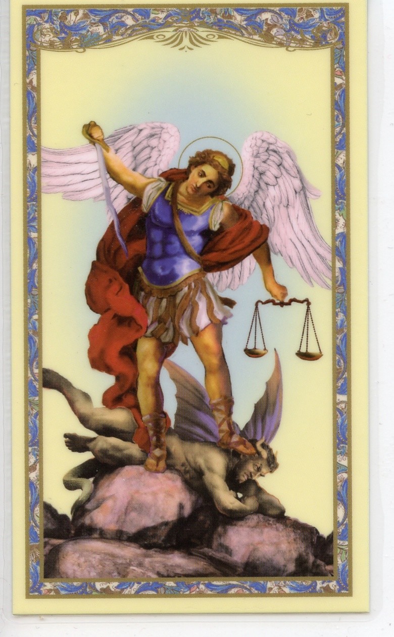 ST. MICHAEL - SPIRITUAL ARMOR PRAYER - Laminated  Holy Cards.  QUANTITY 25 CARDS