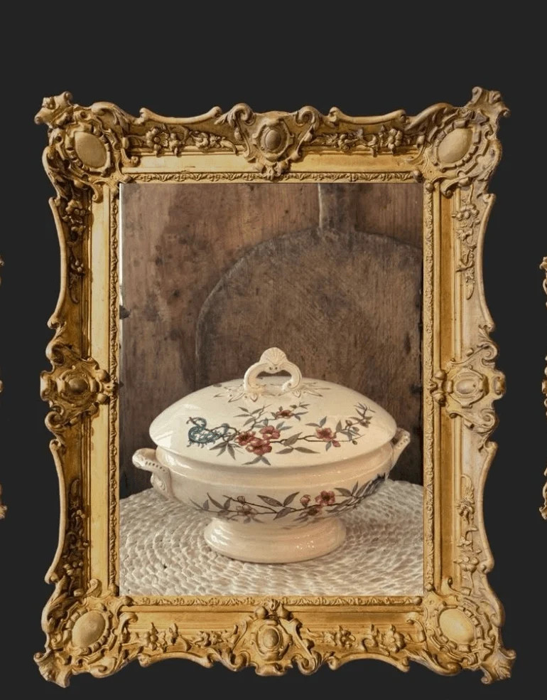 Antique Sarreguemines French Polychrome Soupière