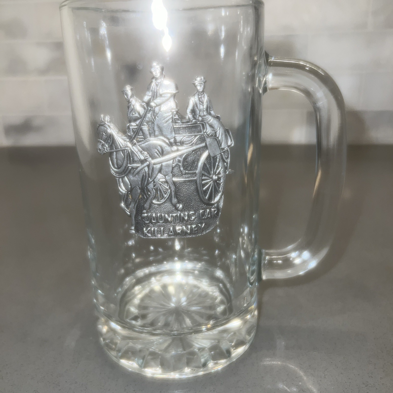 Beer mug pewter medallion with a \
