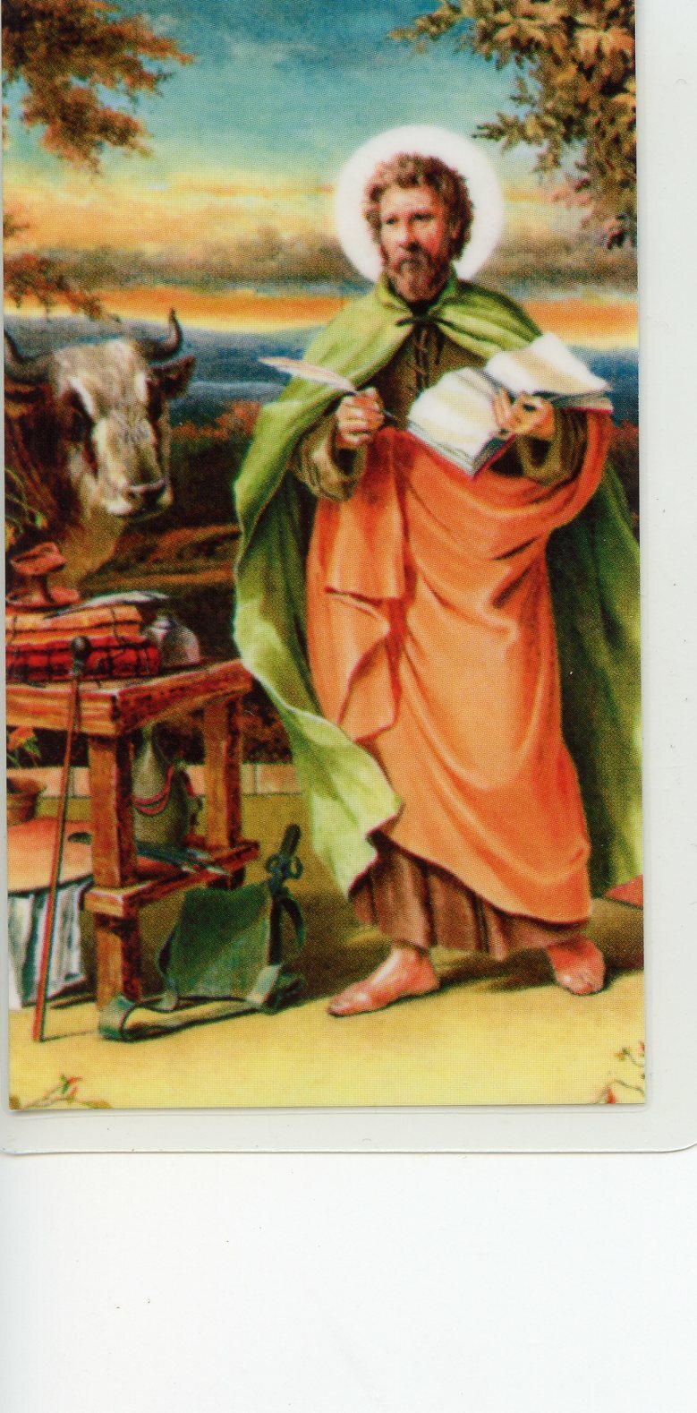 St. Luke - Prayer To - Relic Laminated Holy Card - Blessed by Pope Francis 