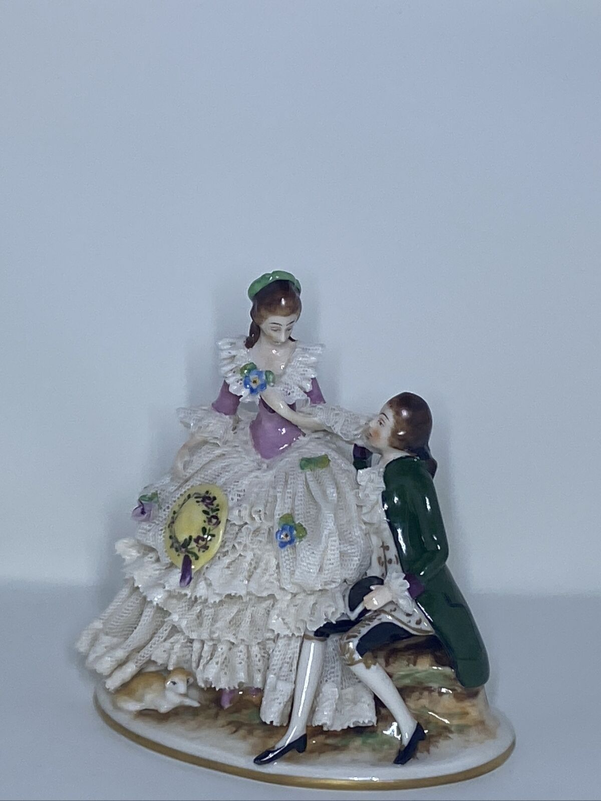 german dresden lace figurine Couple Talking