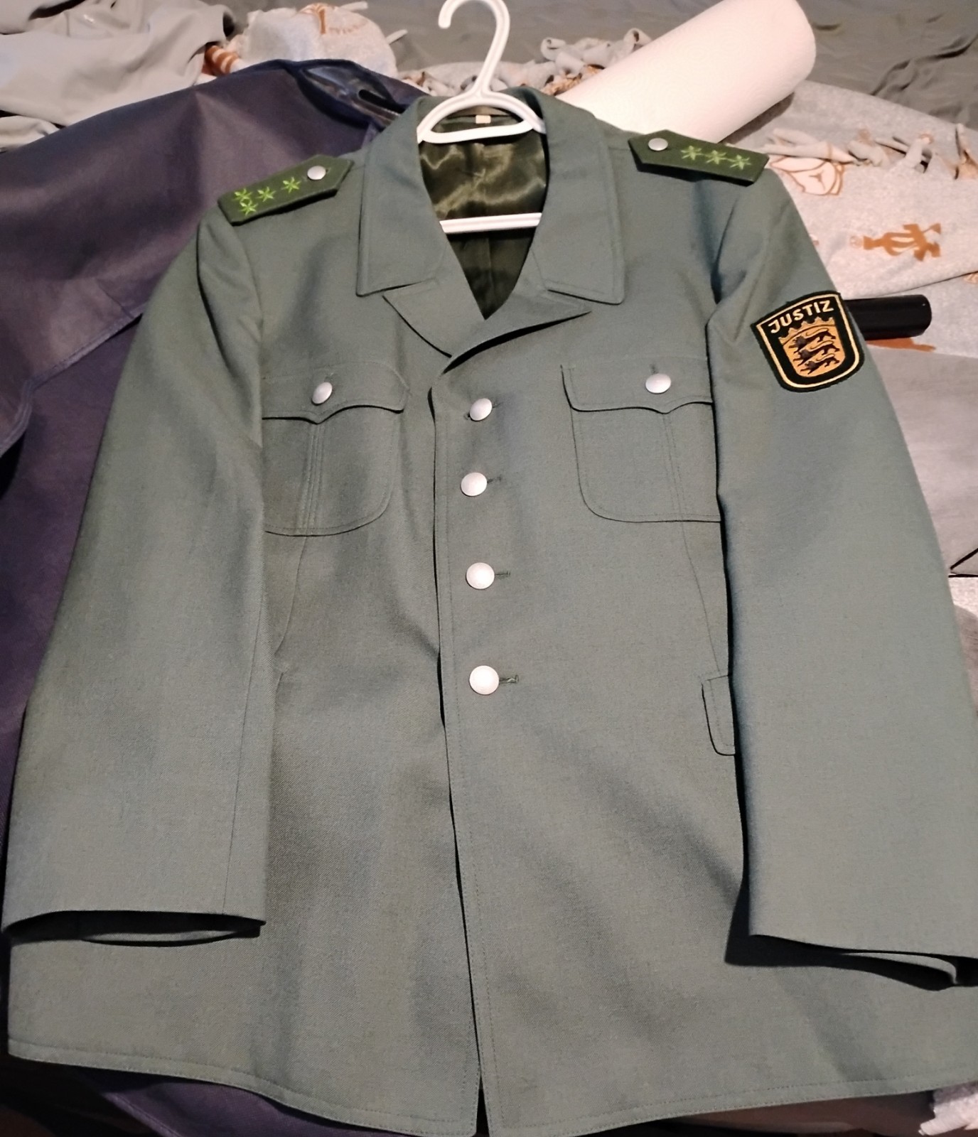 Vintage West German Justiz Uniform Tunic Jacket Green Patch Size 40 