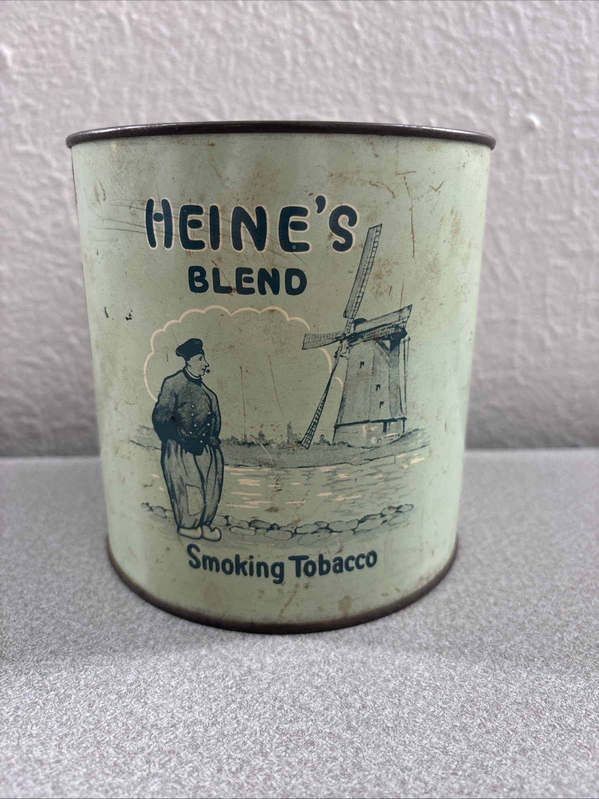 Vintage Heine's Blend Smoking Tobacco Metal Tin Canister 6” VTG Vintage Heine's Blend Smoking Tobacco Metal Tin Canister 6” VTG