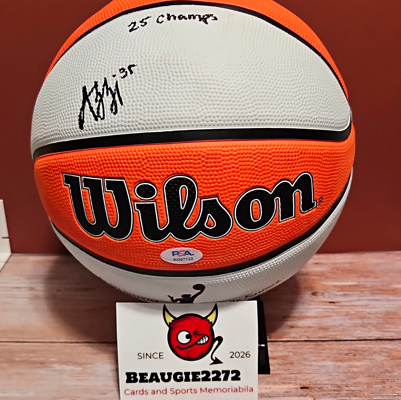 AZZI FUDD Wilson Autographed Basketball Orange/White/Black PSA A097122 AZZI FUDD Wilson Autographed Basketball Orange/White/Black PSA A097122