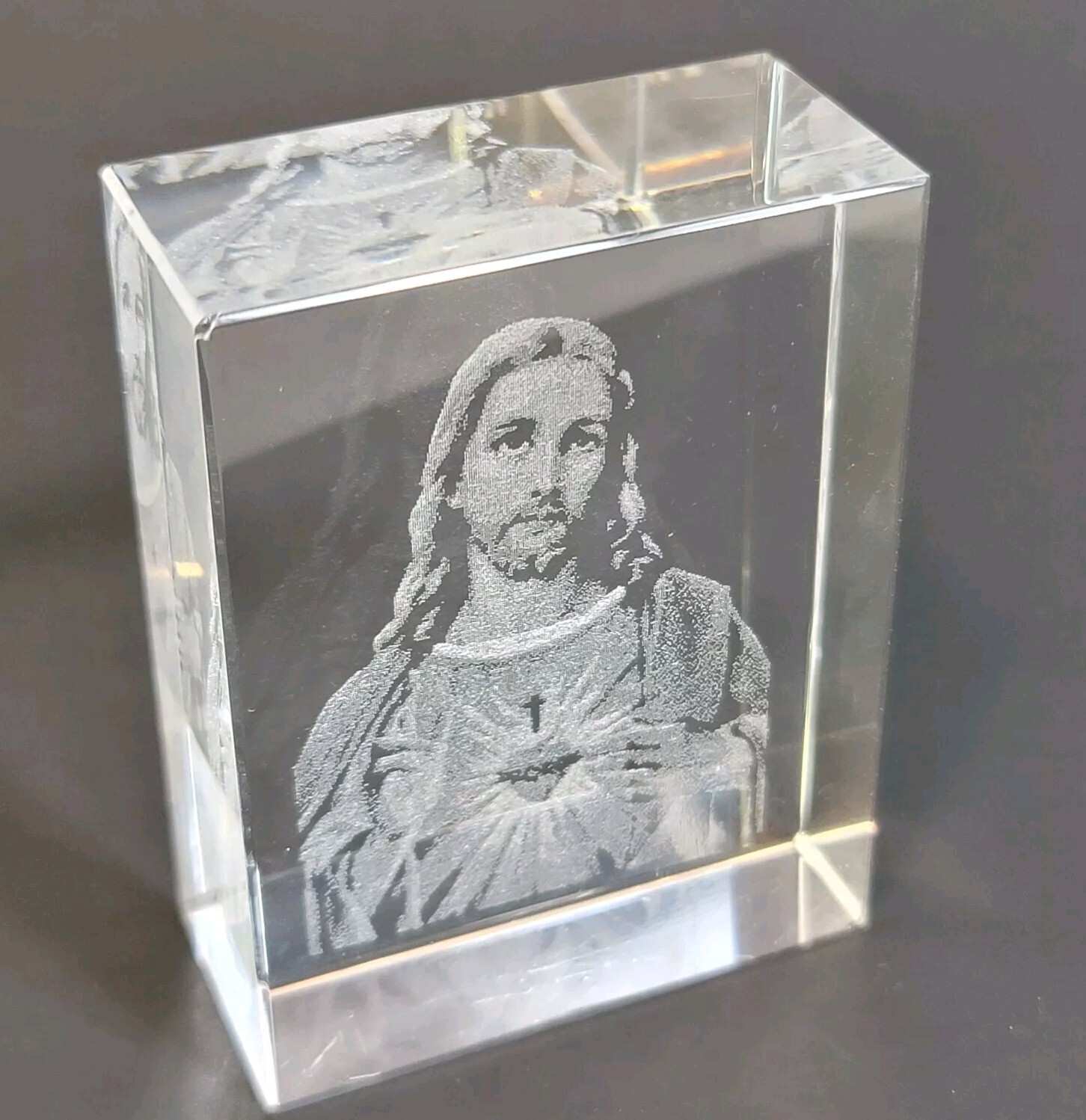 Laser Etched Crystal Glass Paperweight \