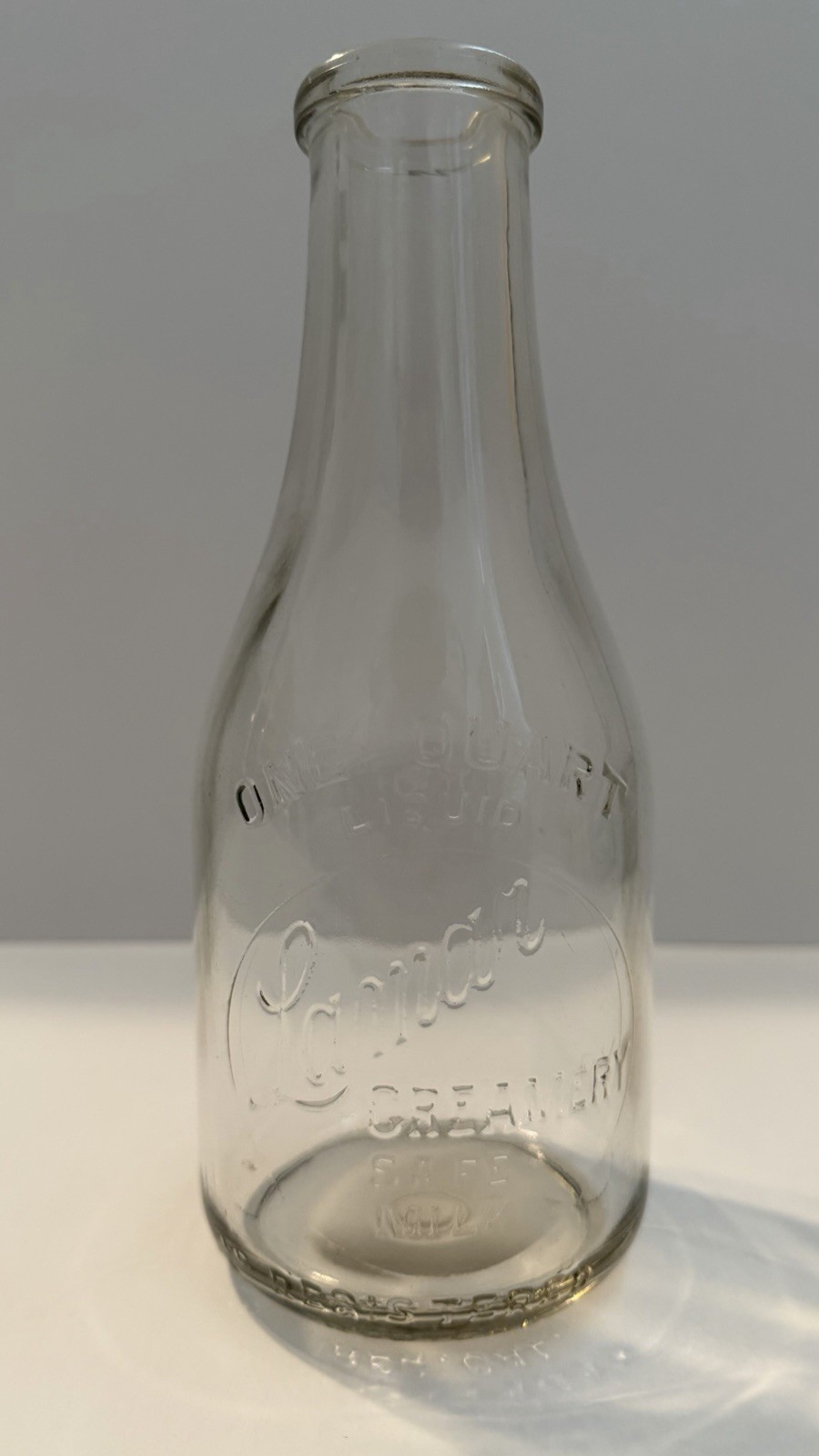 Vintage Glass Milk Bottle 1 Quart Lamar Creamery Paris TX 1952 Berney-Bond 