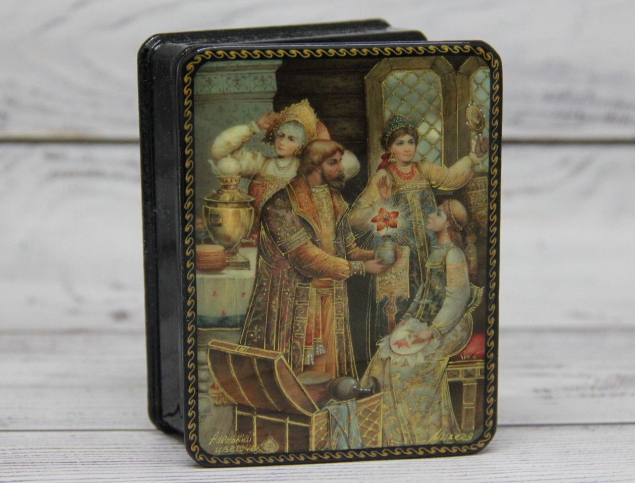 Ukrainian Lacquer Box Art Painting School Handmade Jewelry Trinket Box