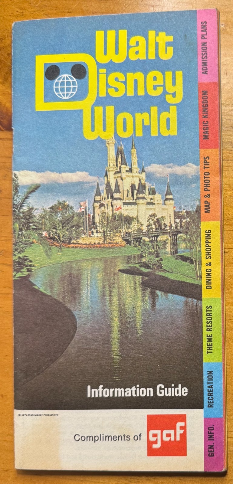 1972 Walt Disney World Florida Information Guide - Compliments of GAF