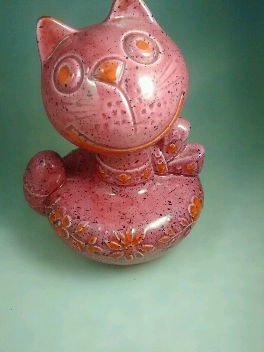  mid century  Bitossi Rimini Rosenthal Italian pottery pink cat piggy bank