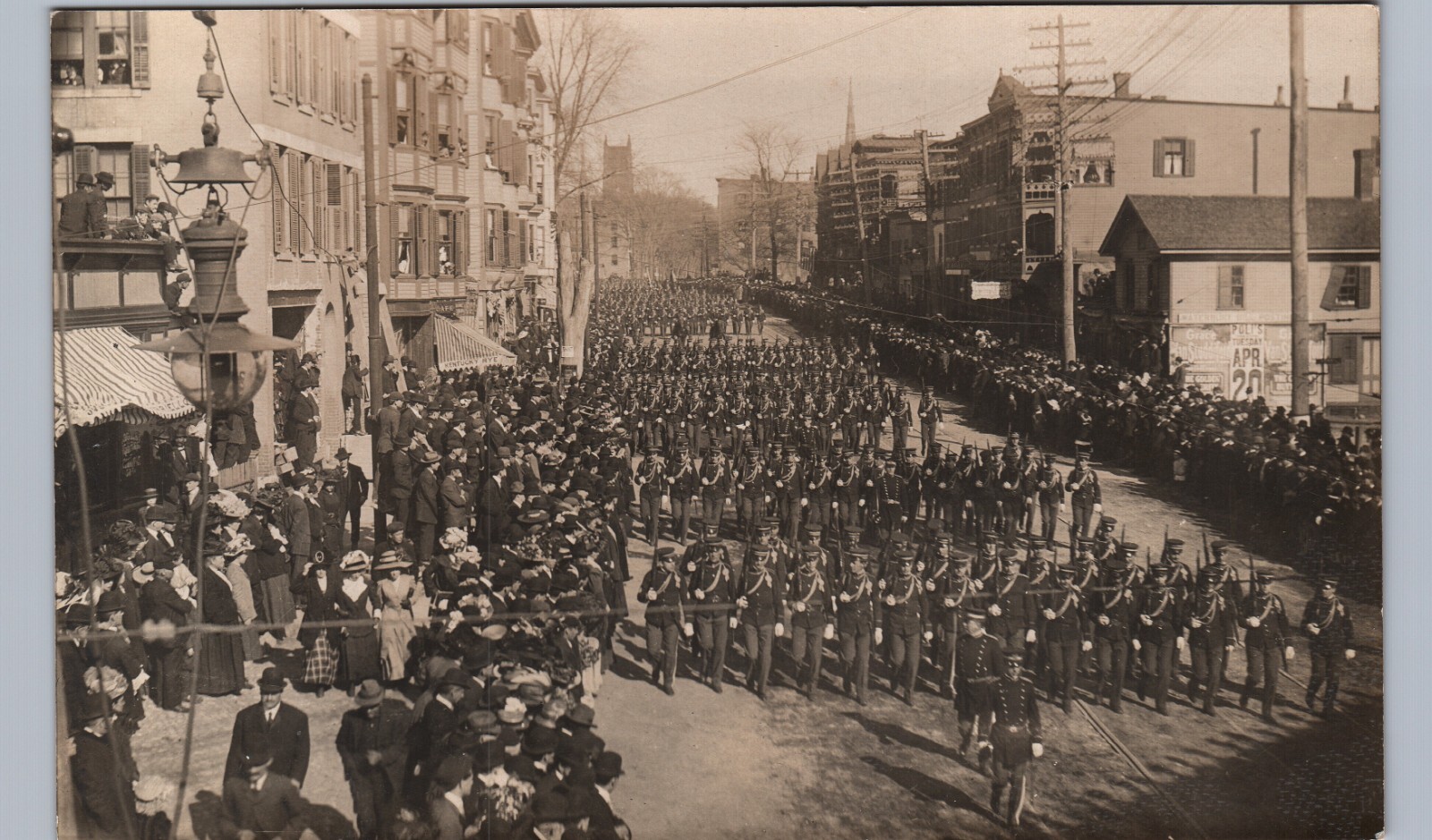 SOLDIERS PARADE waterbury ct real photo postcard rppc connecticut street
