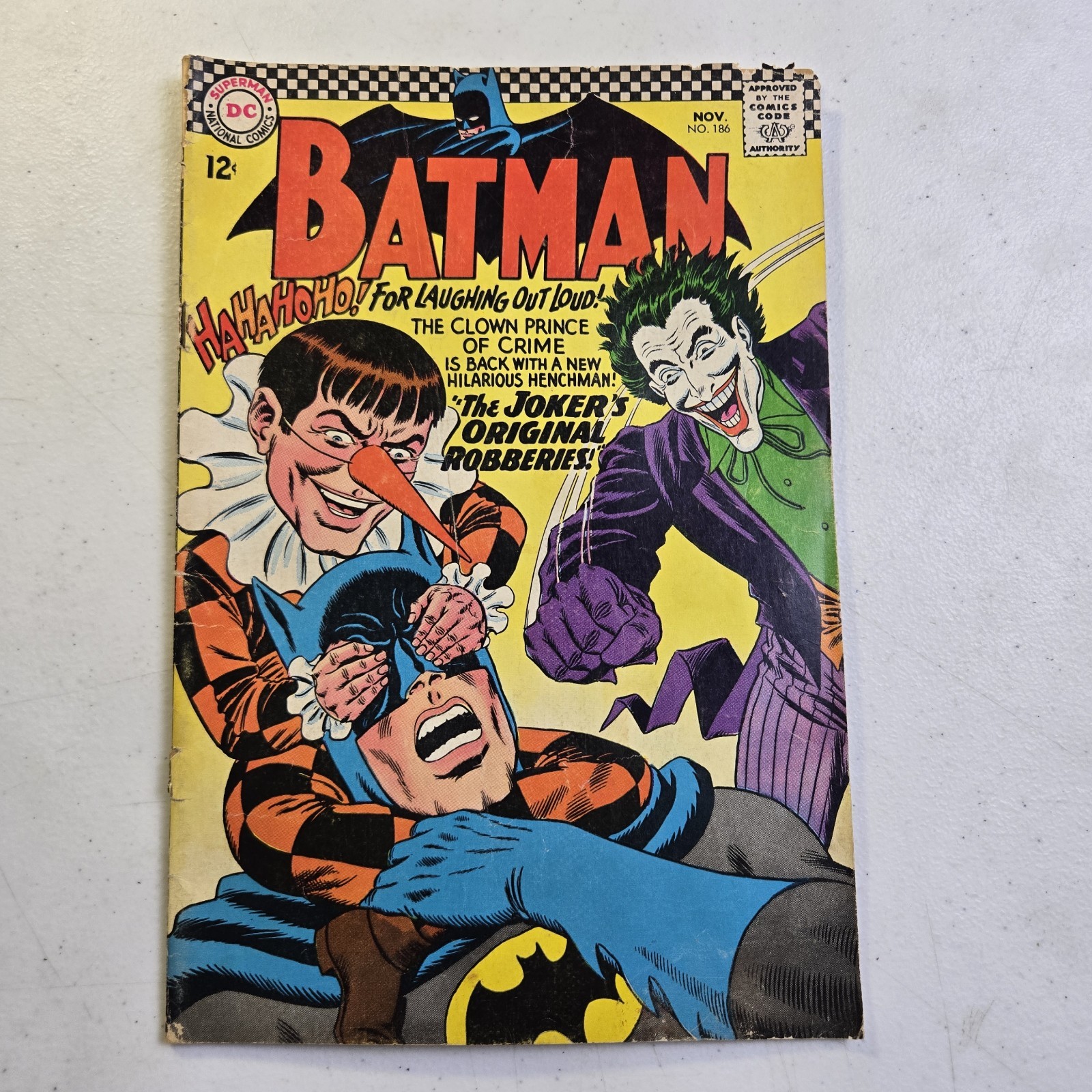 1966 DC Comics Batman Issue #186 VG Joker's Original Robberies Story