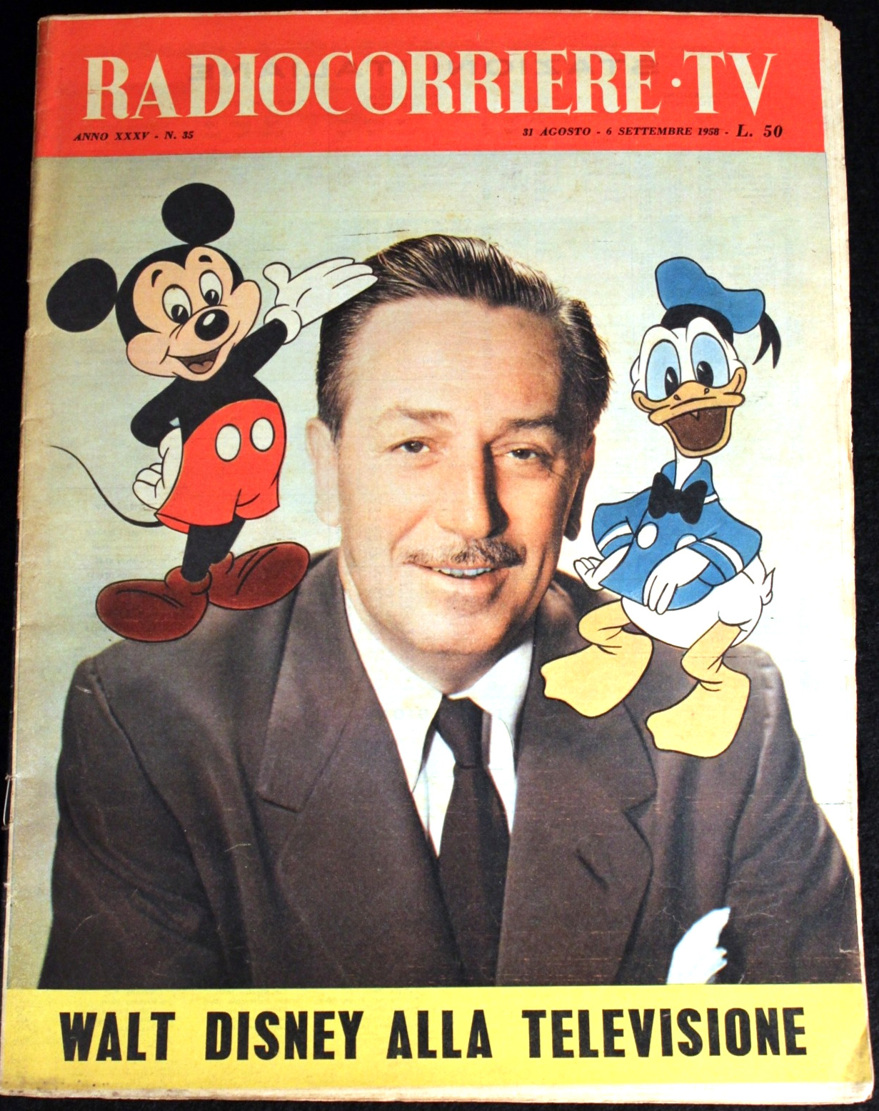 Walt Disney Mickey Mouse Italian Television Magazine 1958 Radiocorriere TV Italy