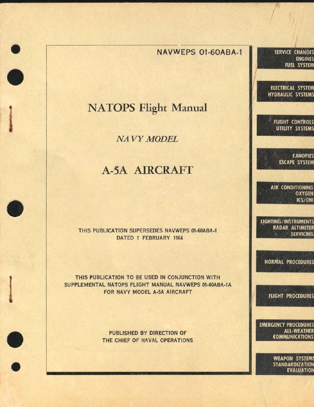 01-60ABA-1 Flight Manual A-5A Vigilante Attack Aircraft 1965 305 pages PDF DVD