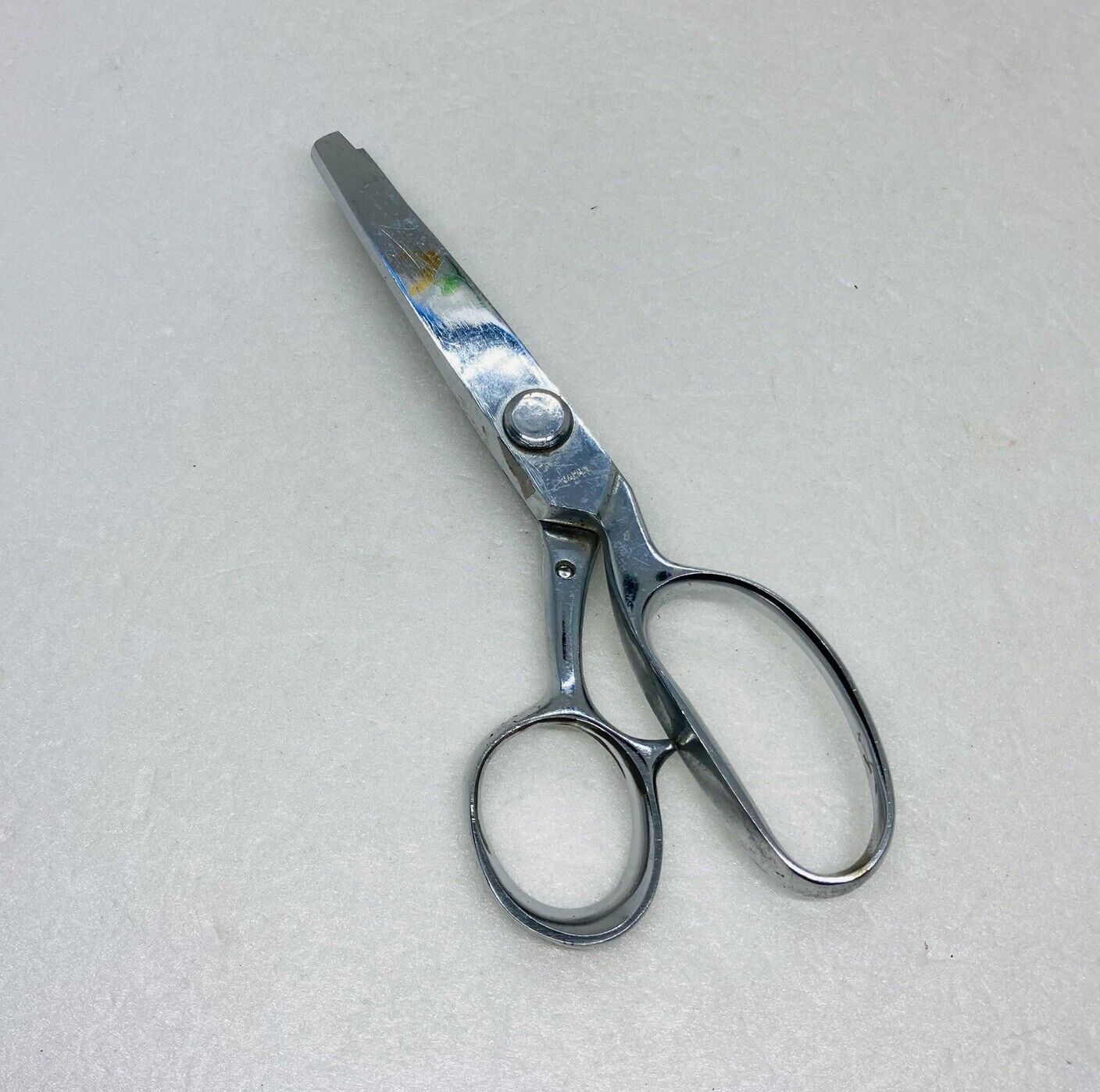 Vintage 1980s Pinking Shears 7” Silver Heavy Duty Made In Japan T1