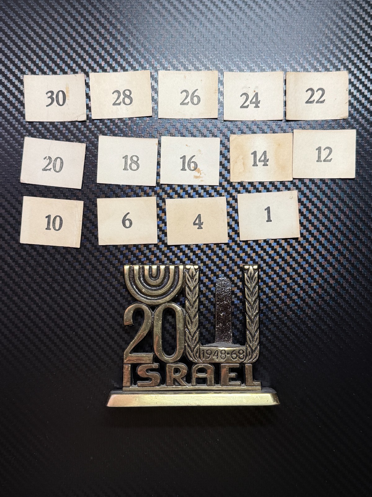 Vintage Israel 20th Anniversary Perpetual Calendar Judaica Desk Display 1948-19