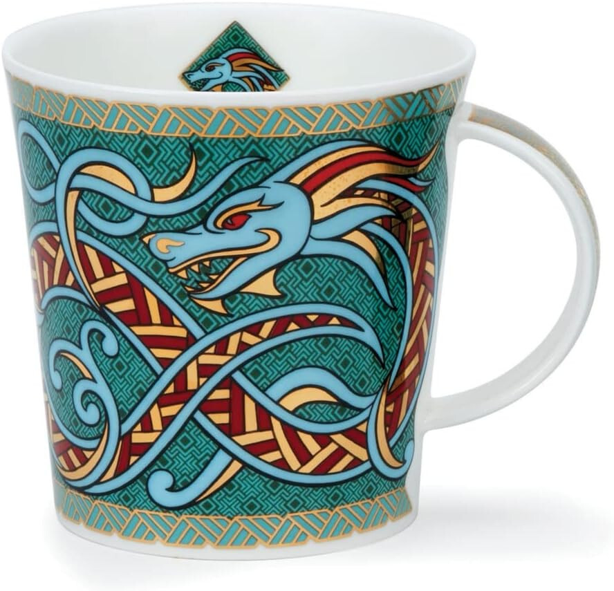 Dunoon Mugs - CAIR Dragons Turquoise - 480ml / 16.23oz - 1 x Fine Bone China Mug