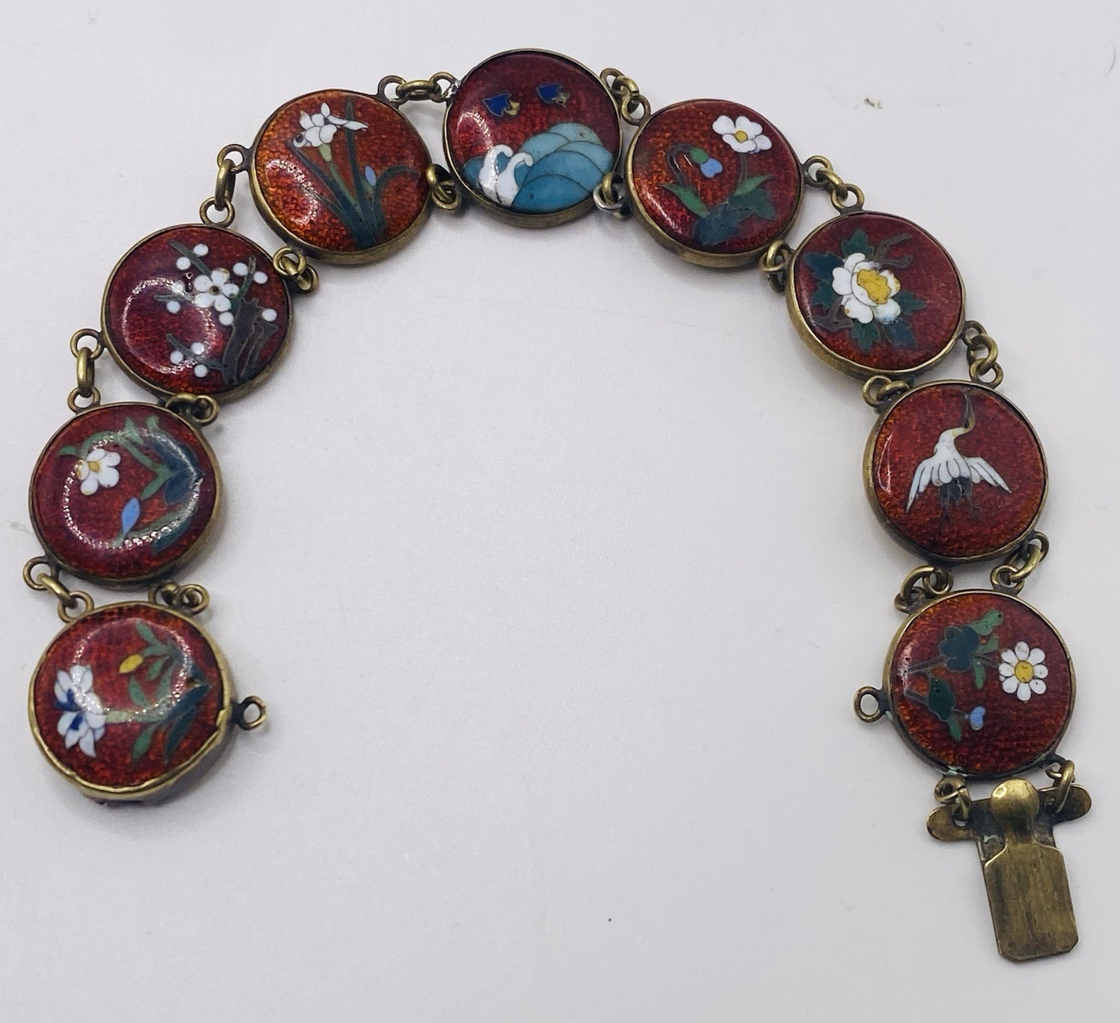 Meiji Japanese Ginbari Cloisonné Bracelet Extremely Rare Signed Unknown Maker 