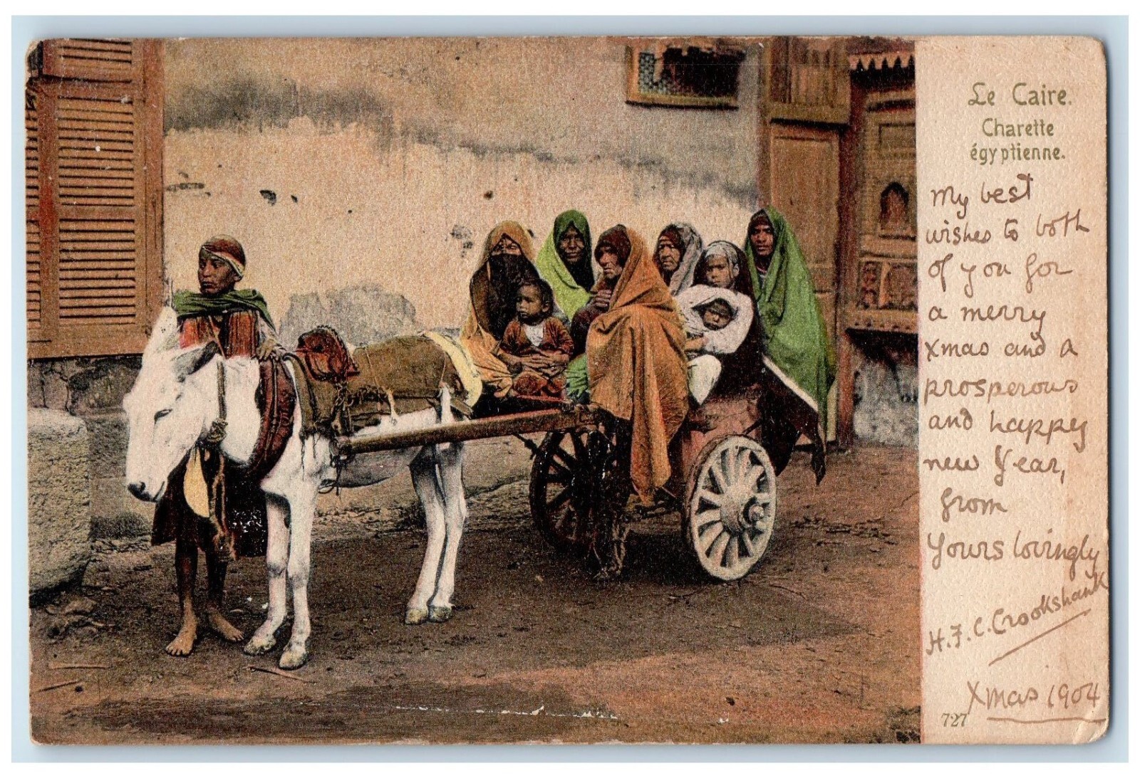 1904 Le Caire Charette Egpytienne Donkey Carriage Egypt Vintage Antique Postcard 1904 Le Caire Charette Egpytienne Donkey Carriage Egypt Vintage Antique Postcard