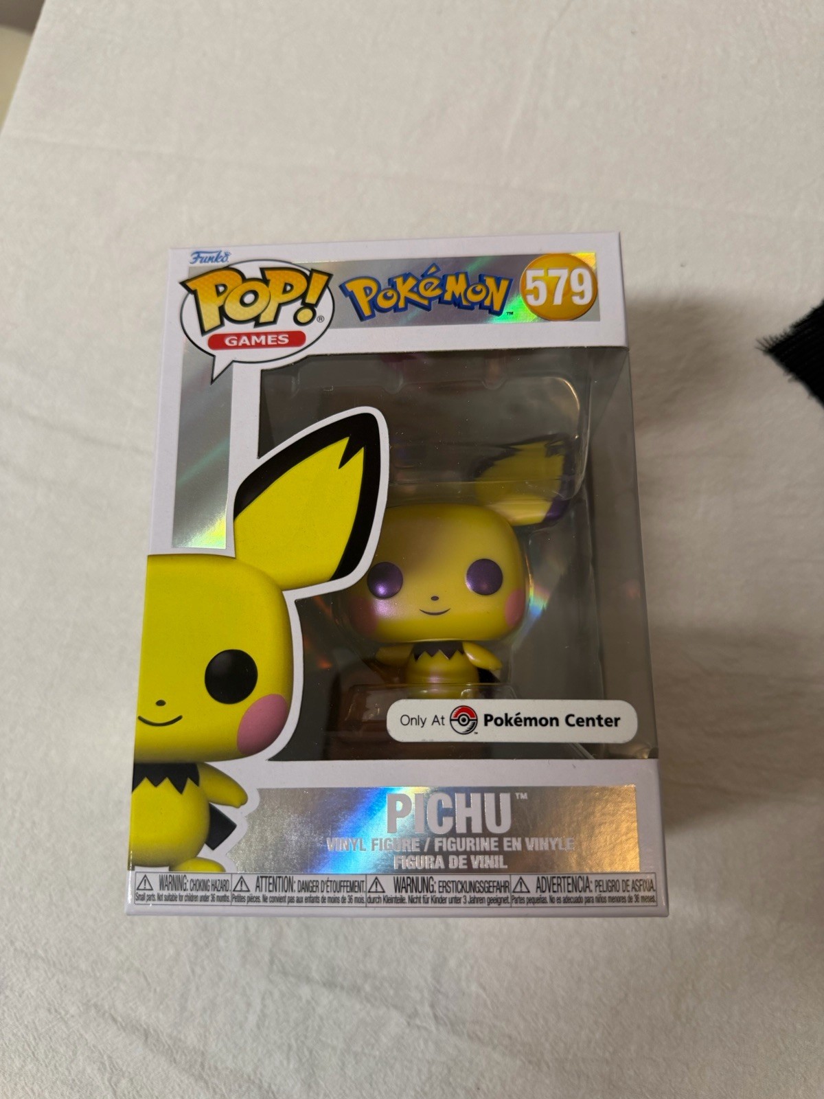 Funko Pop Vinyl Pichu Pearlescent Pokemon Center Exclusive #579 W/ Protector