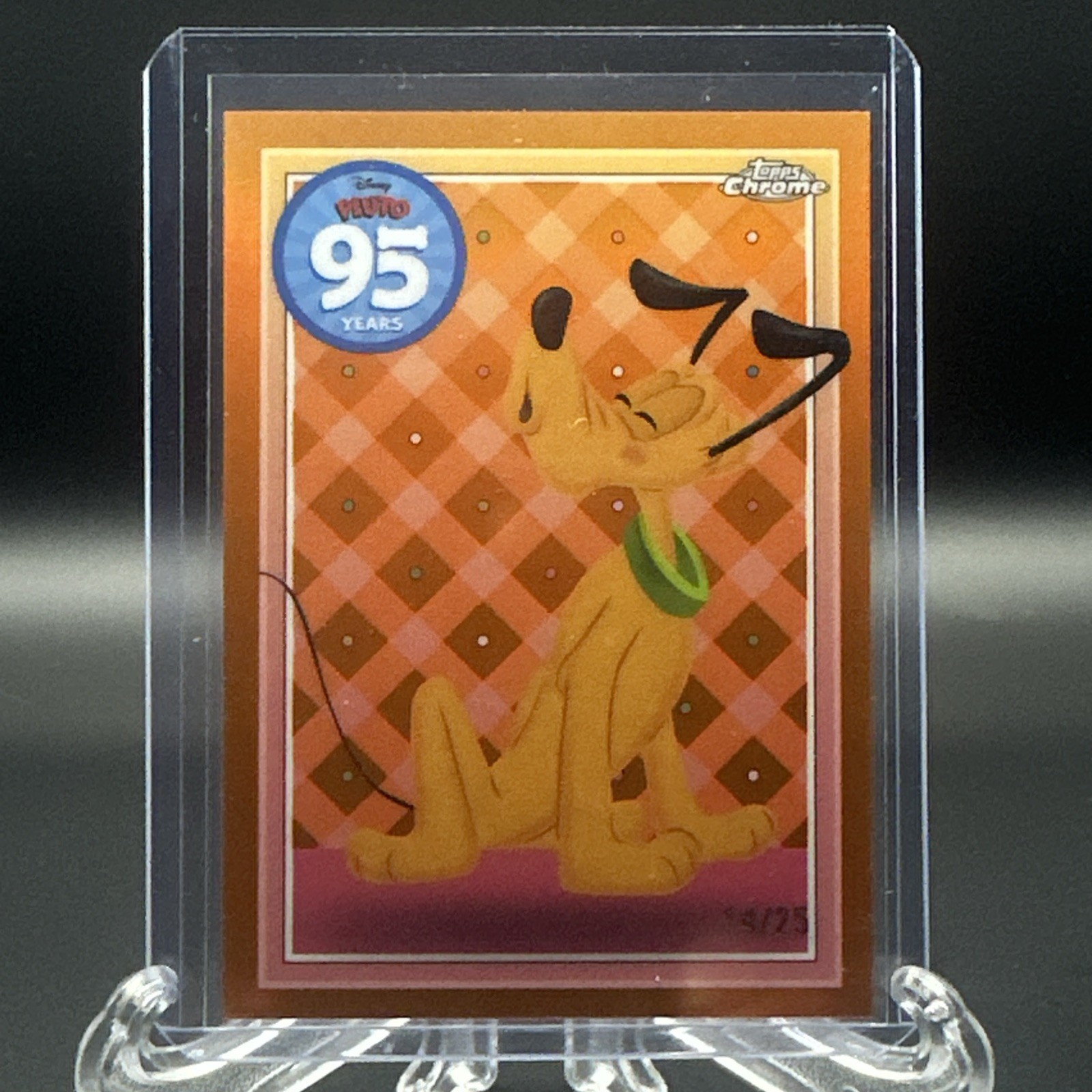 2025 Topps Chrome Disney Pluto 95 Years Anniversary PL-5 Orange Refractor /25 SP 2025 Topps Chrome Disney Pluto 95 Years Anniversary PL-5 Orange Refractor /25 SP