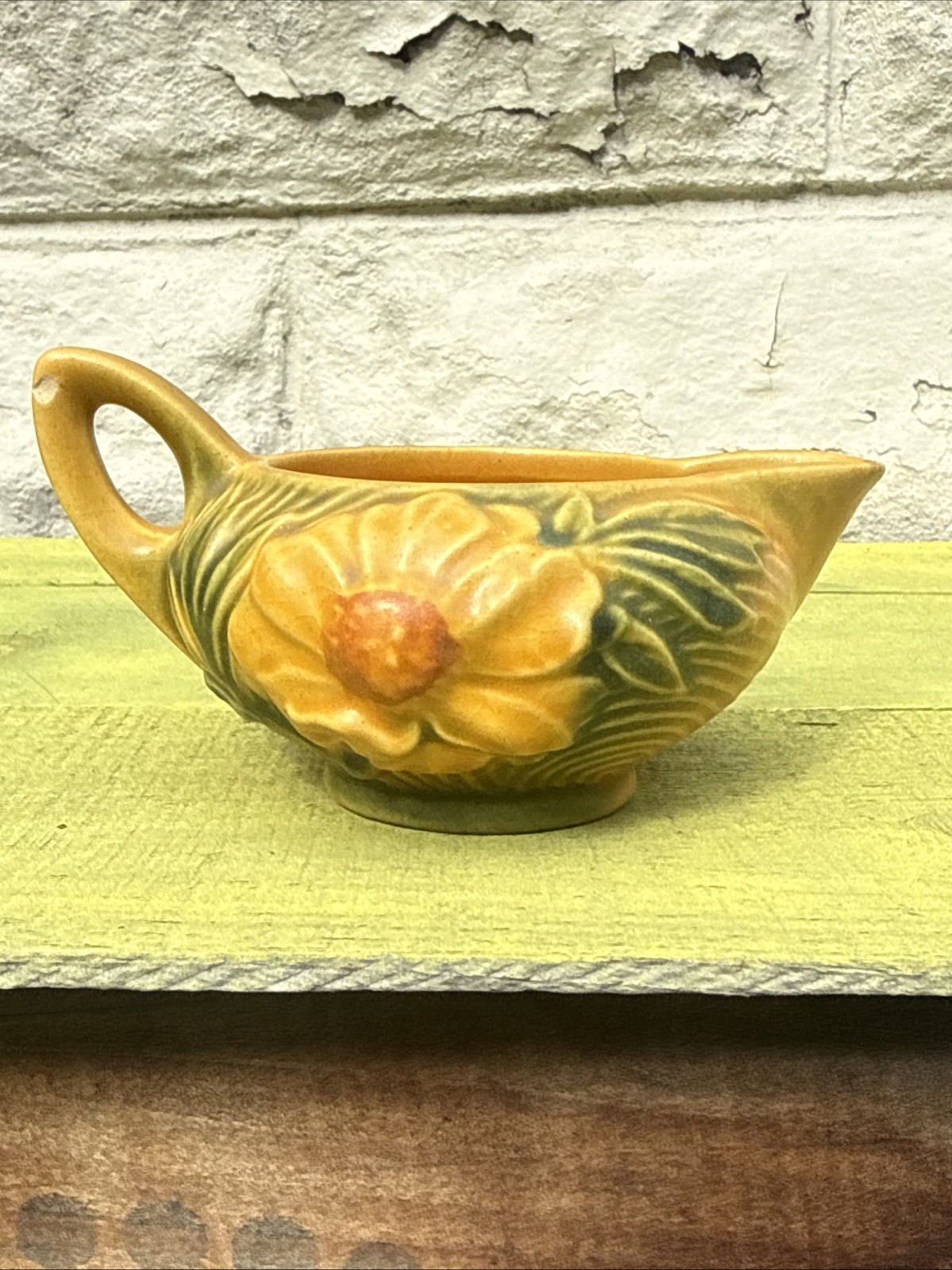 Vintage Roseville Pottery Peony Creamer 3-C 4 inches Yellow