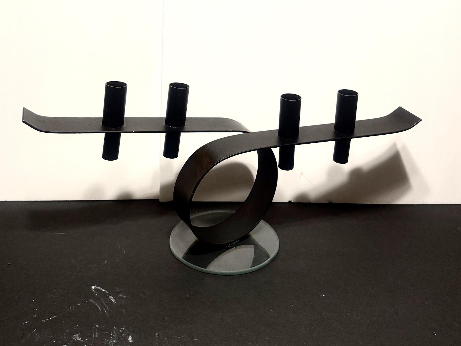 Beautiful Black Metal Jan Barboglio STYLE Four Candle Candelabra