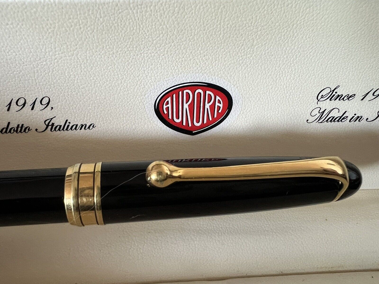 Aurora 88 Pen Sphere Resin Black With Trim Laminates with Box Vintage