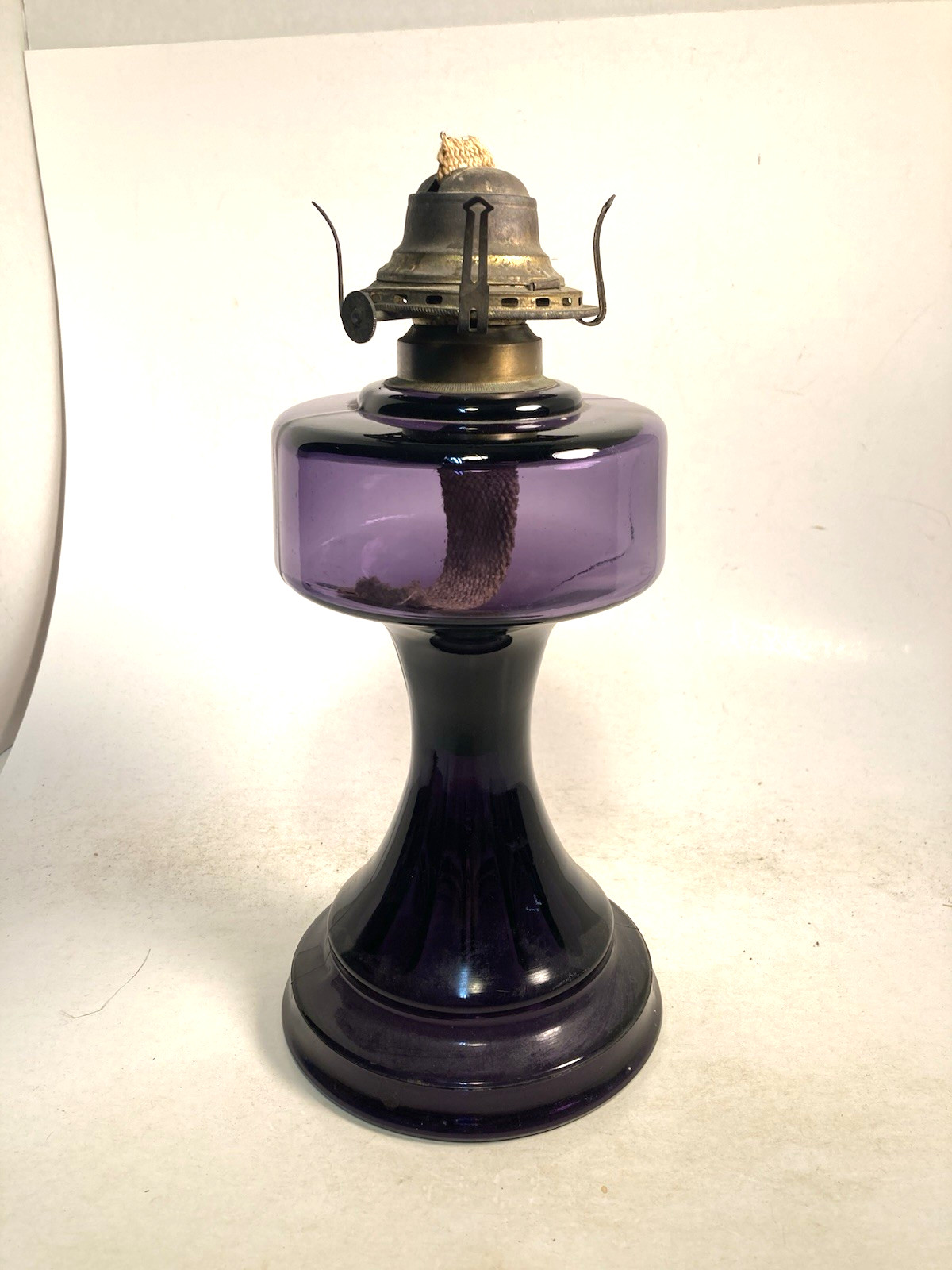 Early 1900s pedestal Lamp, Purple Oil Lamp, irradiated