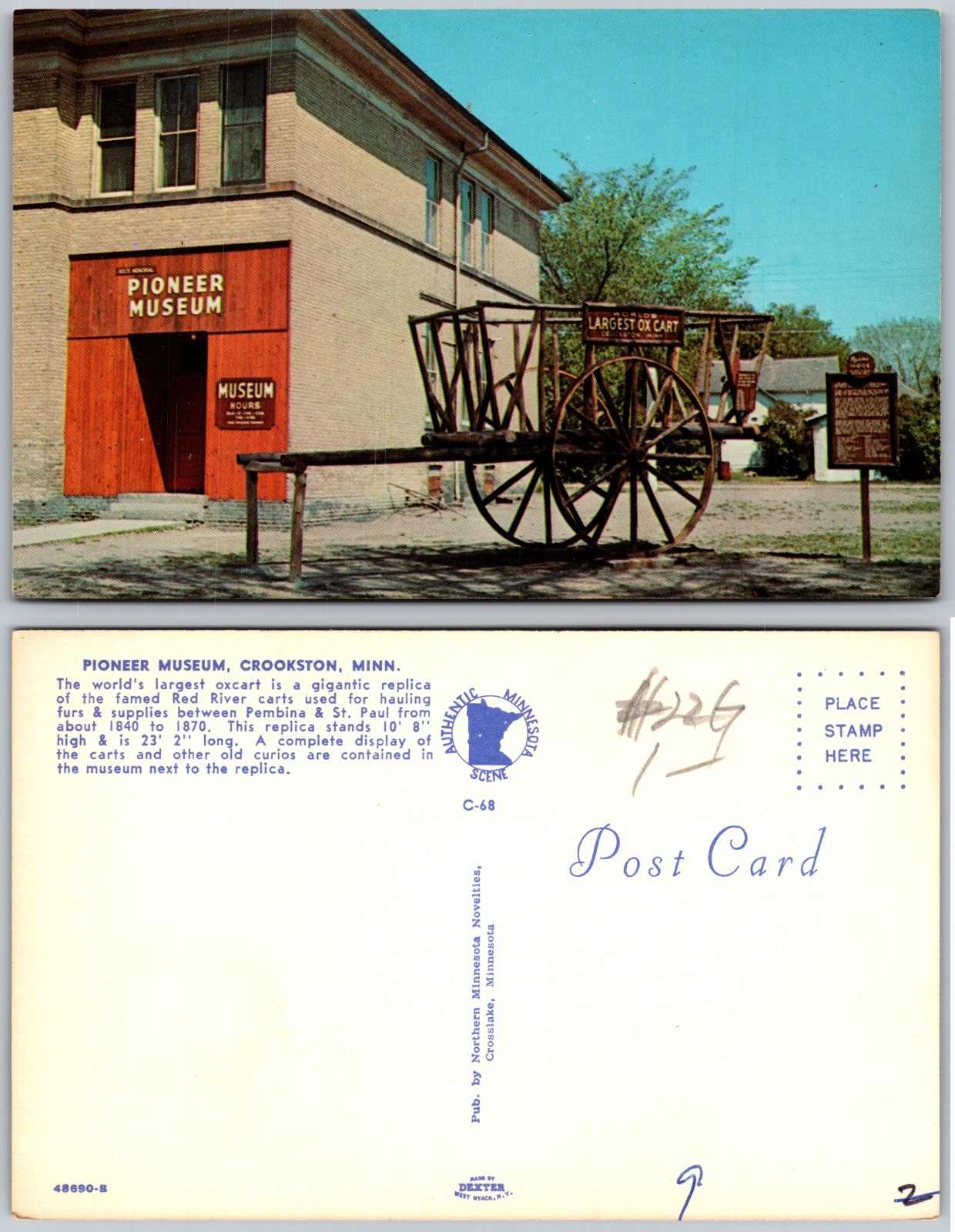 Pioneer Museum Crookston MN Postcard Pioneer Museum Crookston MN Postcard
