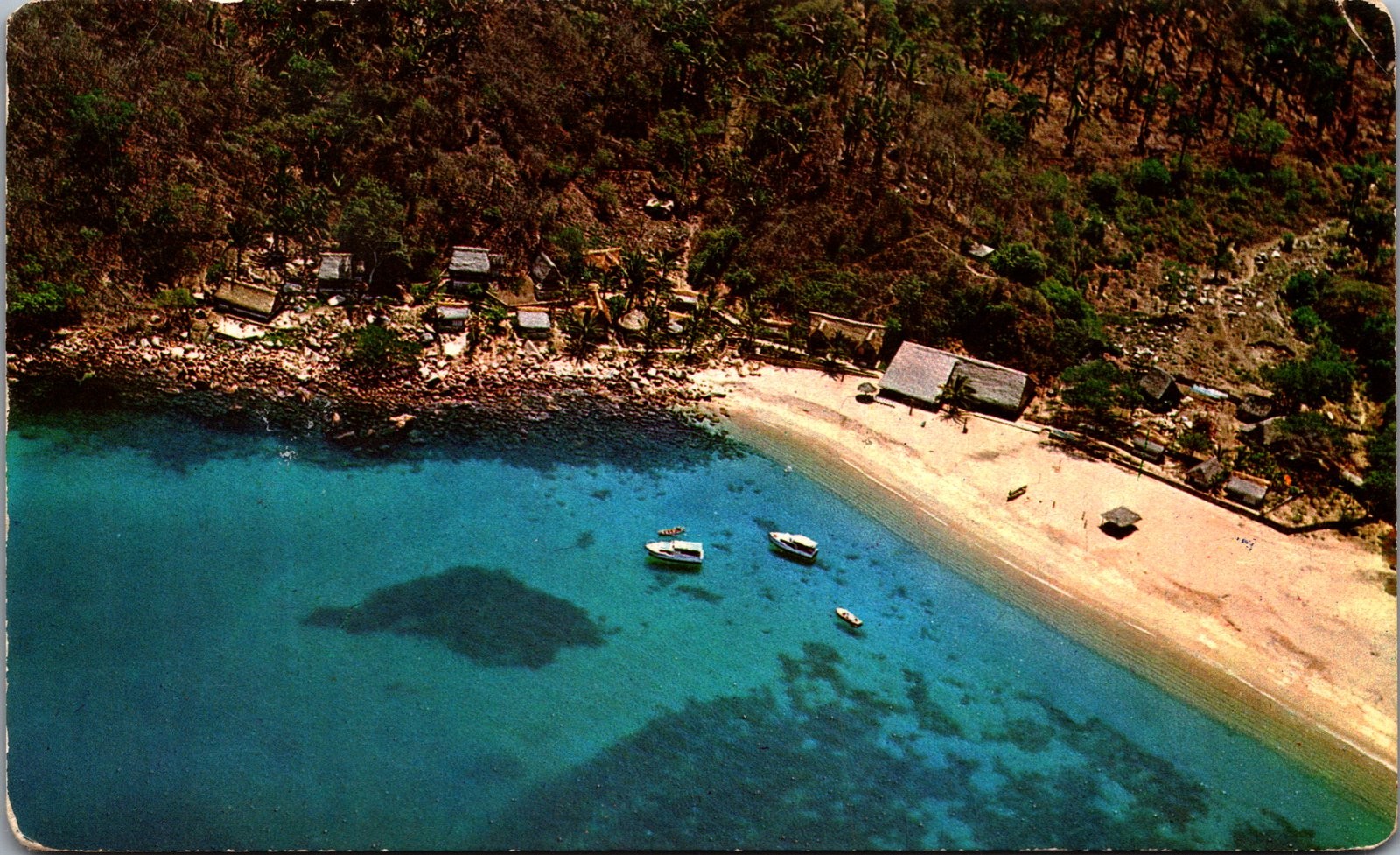 Vintage Aerial View Yelapa Beach Puerto Vallarta Mexico Postcard