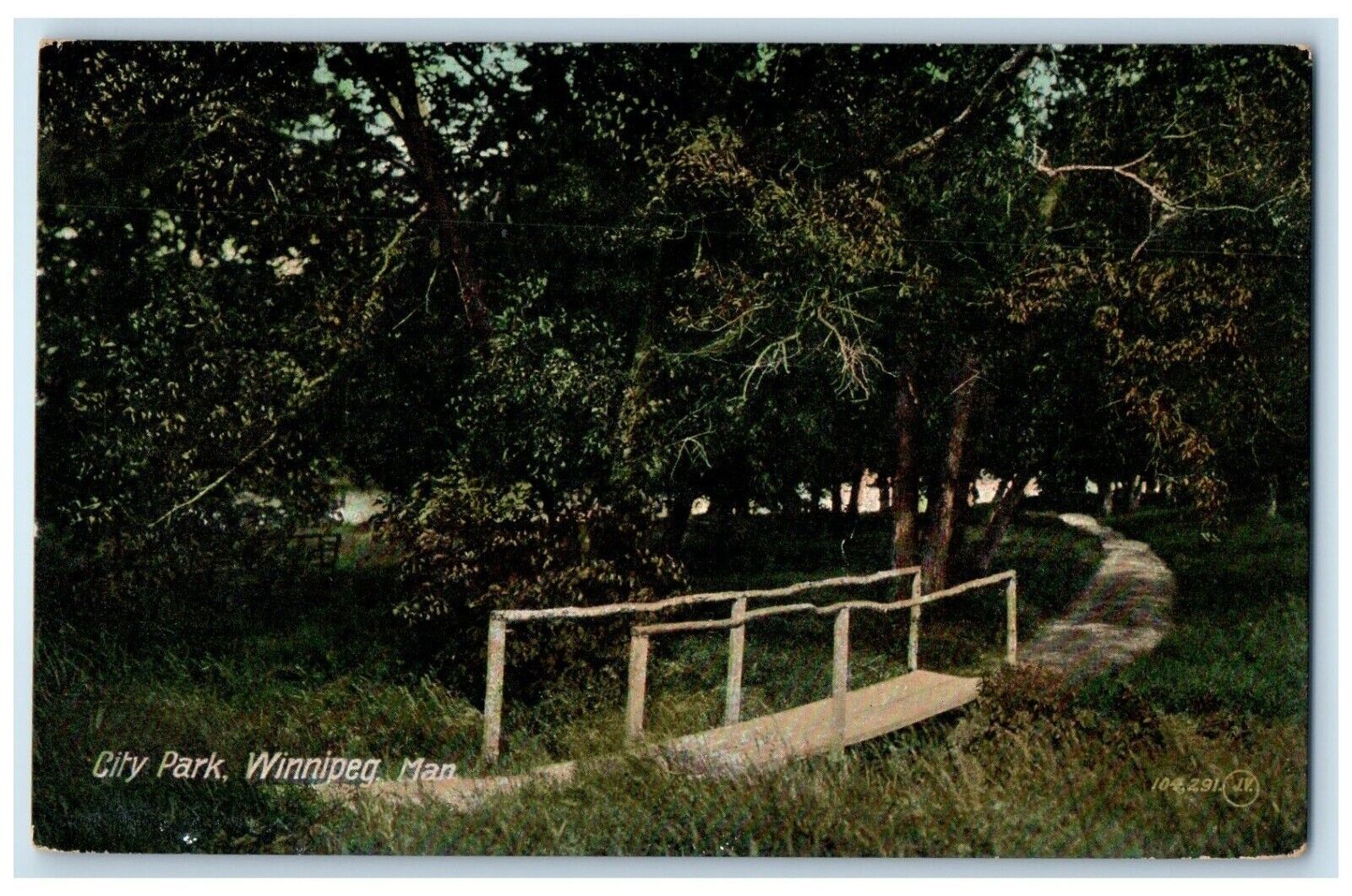 c1910 Small Bridge City Park Winnipeg Manitoba Canada Antique Unposted Postcard