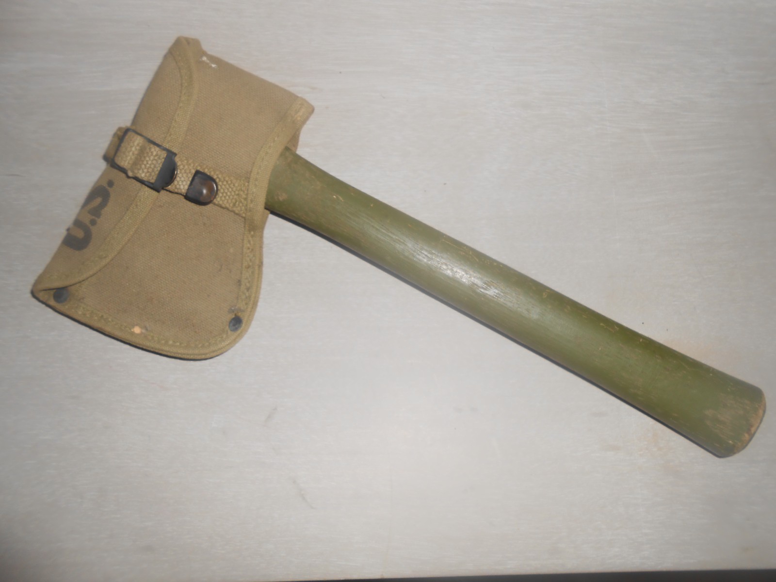 WWII 1942 US Military Hand Axe and Sheath marked Shane Co. 1942