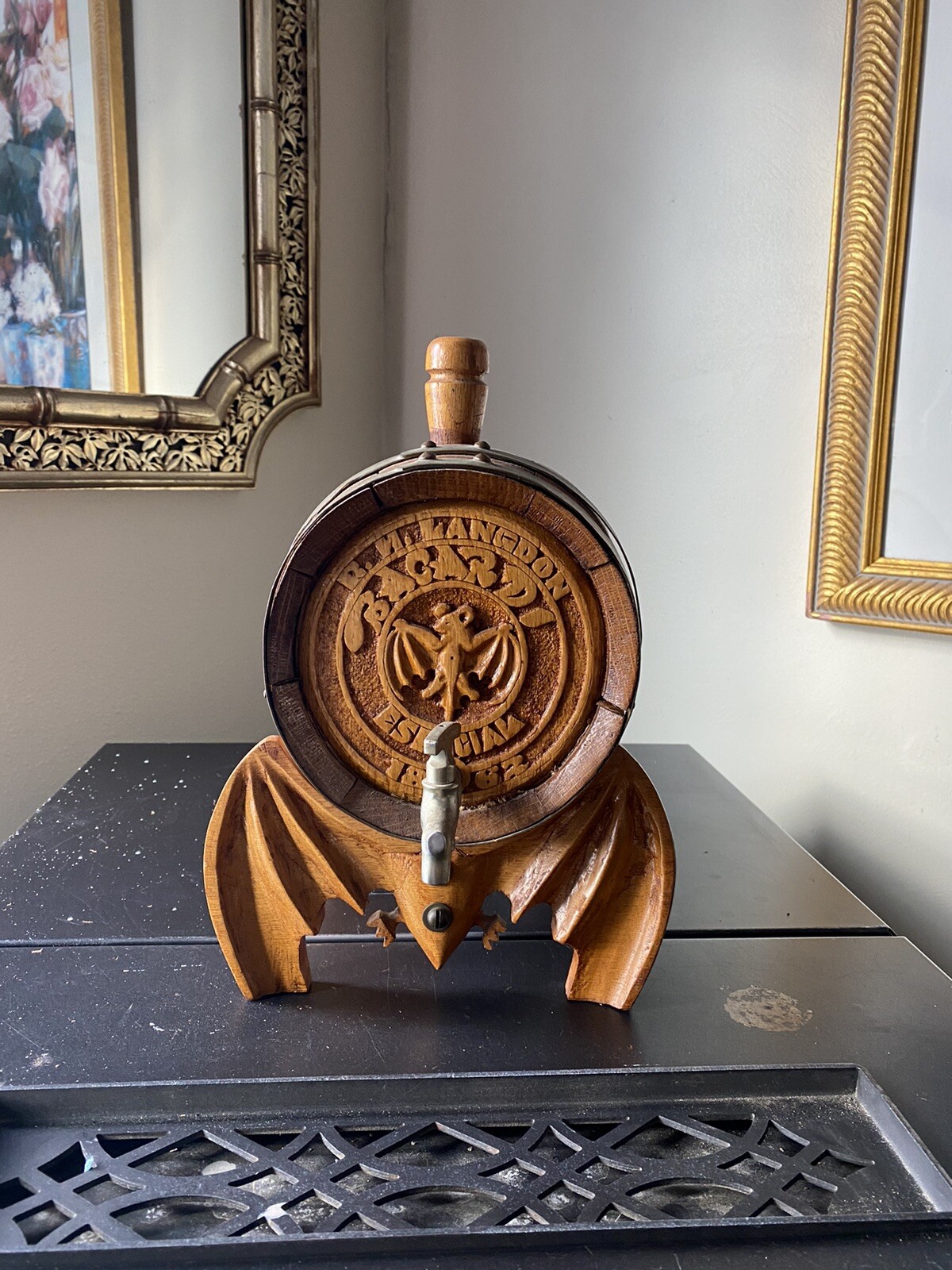 Rare Bacardi oak Rum Barrel/ Bat Wings