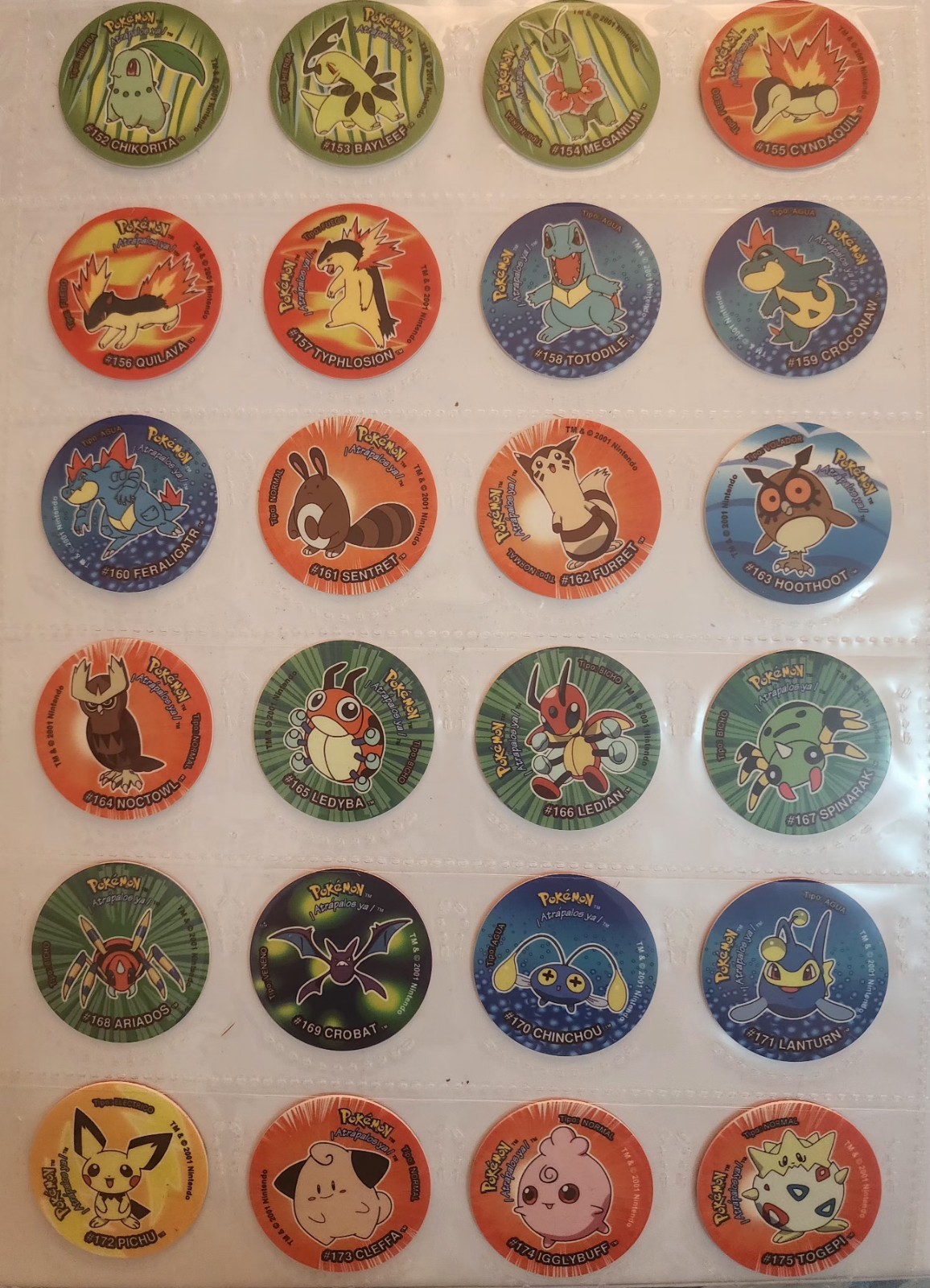 Pokemon Tazos 3 Johto Complete Set 160/160 Reedition South America Pogs Flips