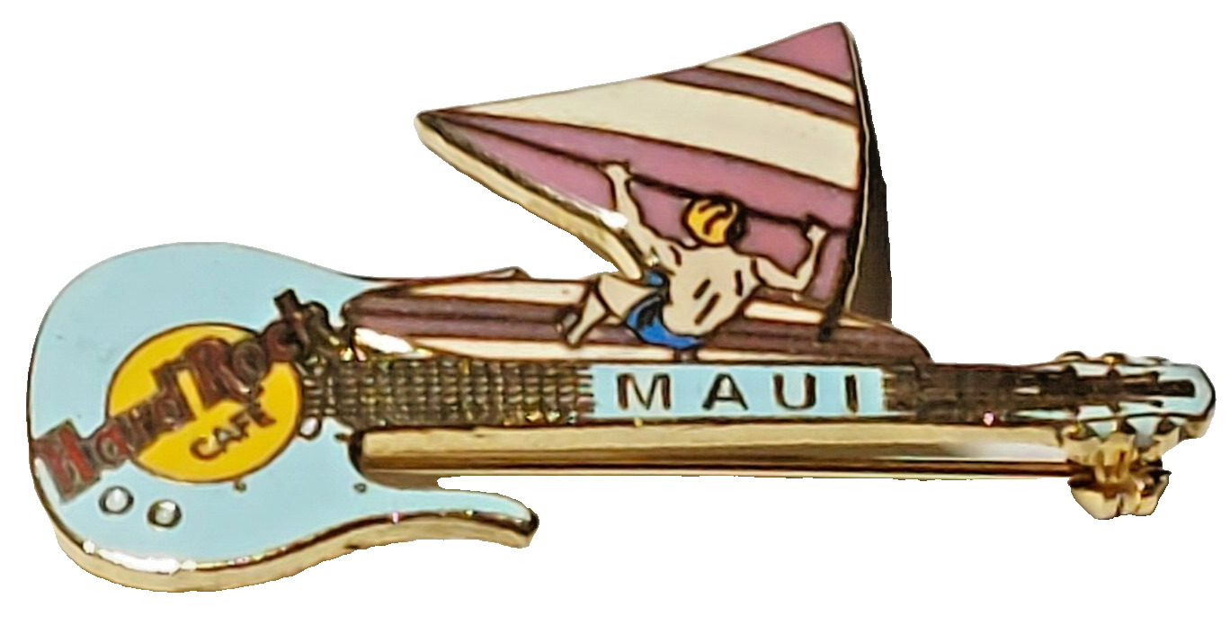 Hard Rock Cafe Maui Hawaii Sail Surfing Guitar Lapel Pin (107)