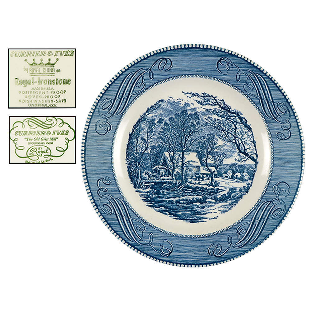 Royal  Currier and Ives Blue Dinner Plate 5979118