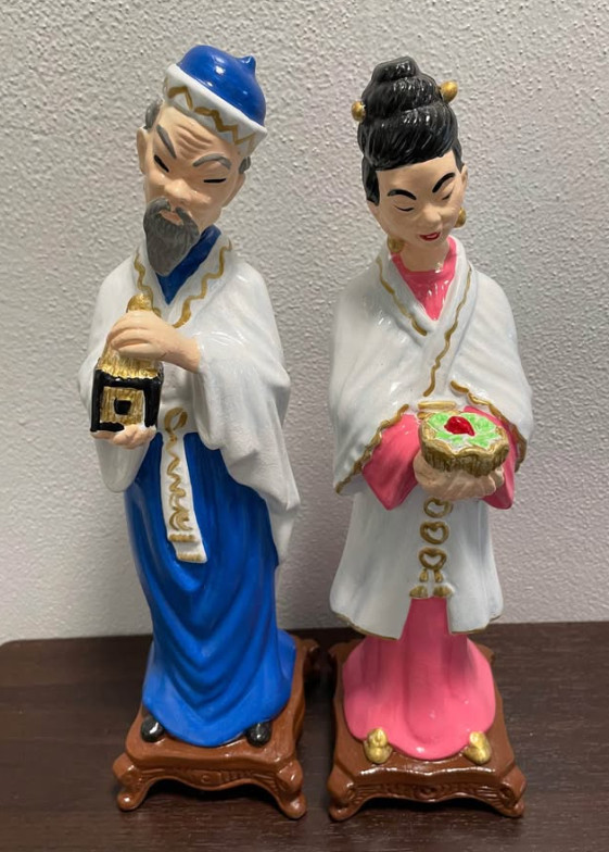 Set of Two oriental figurines male and female 13” tall