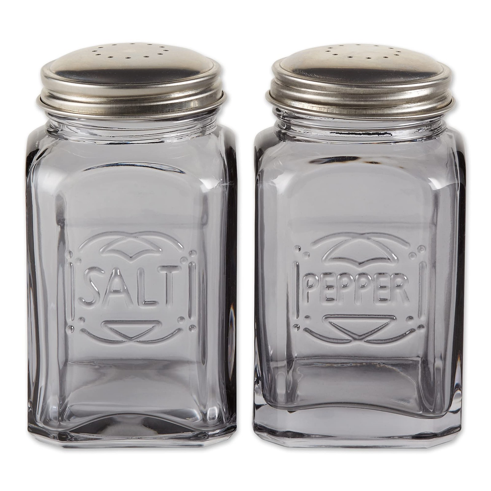 RSVP International Retro Glass Salt & Pepper Shaker | Stainless Steel Lids |