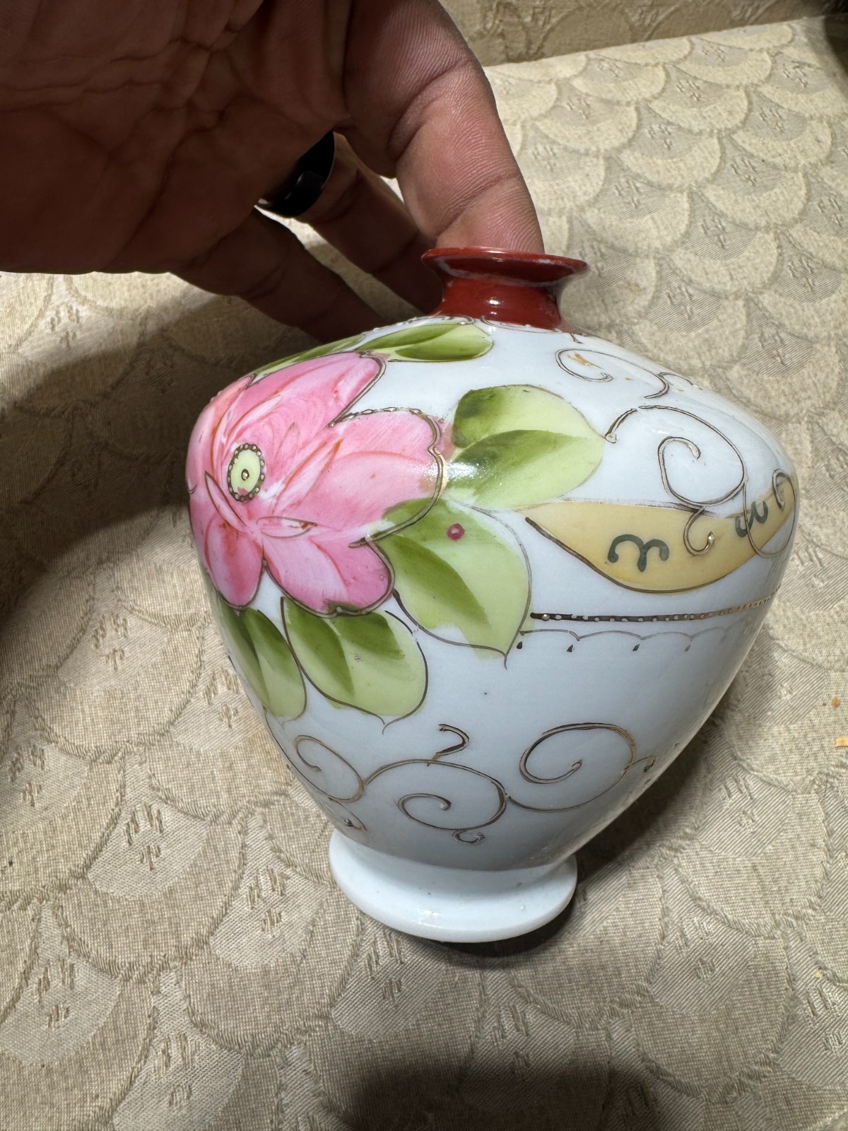 Vintage Japan Hand Painted Floral Vase - 5.0 Inches Tall
