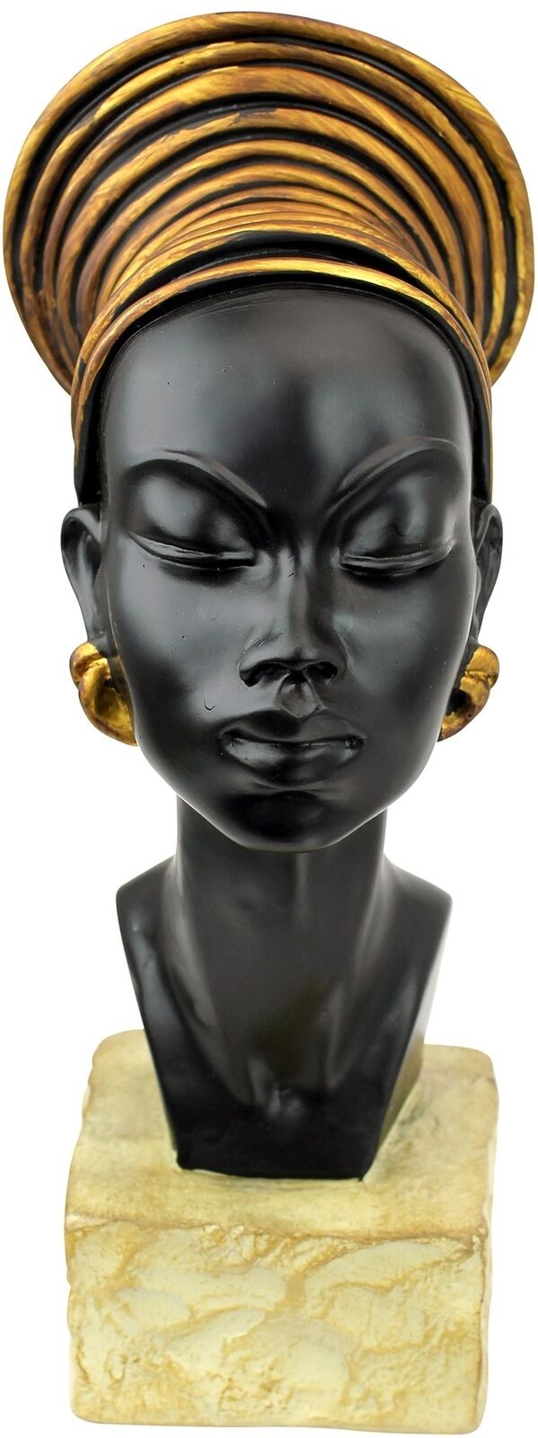 African Woman Queen Nubian Kandake Sculpture Statue Figurine Bust In Headdress