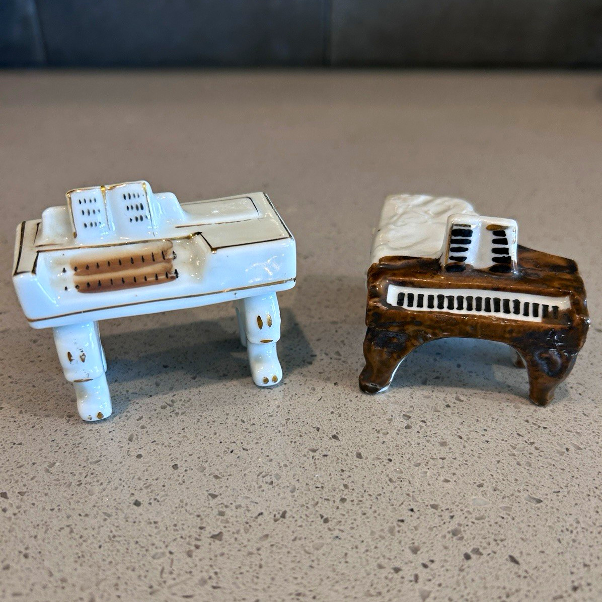 Vintage 1:12 Dollhouse Porcelain Grand & Upright Pianos Lot of 2 Occupied Japan
