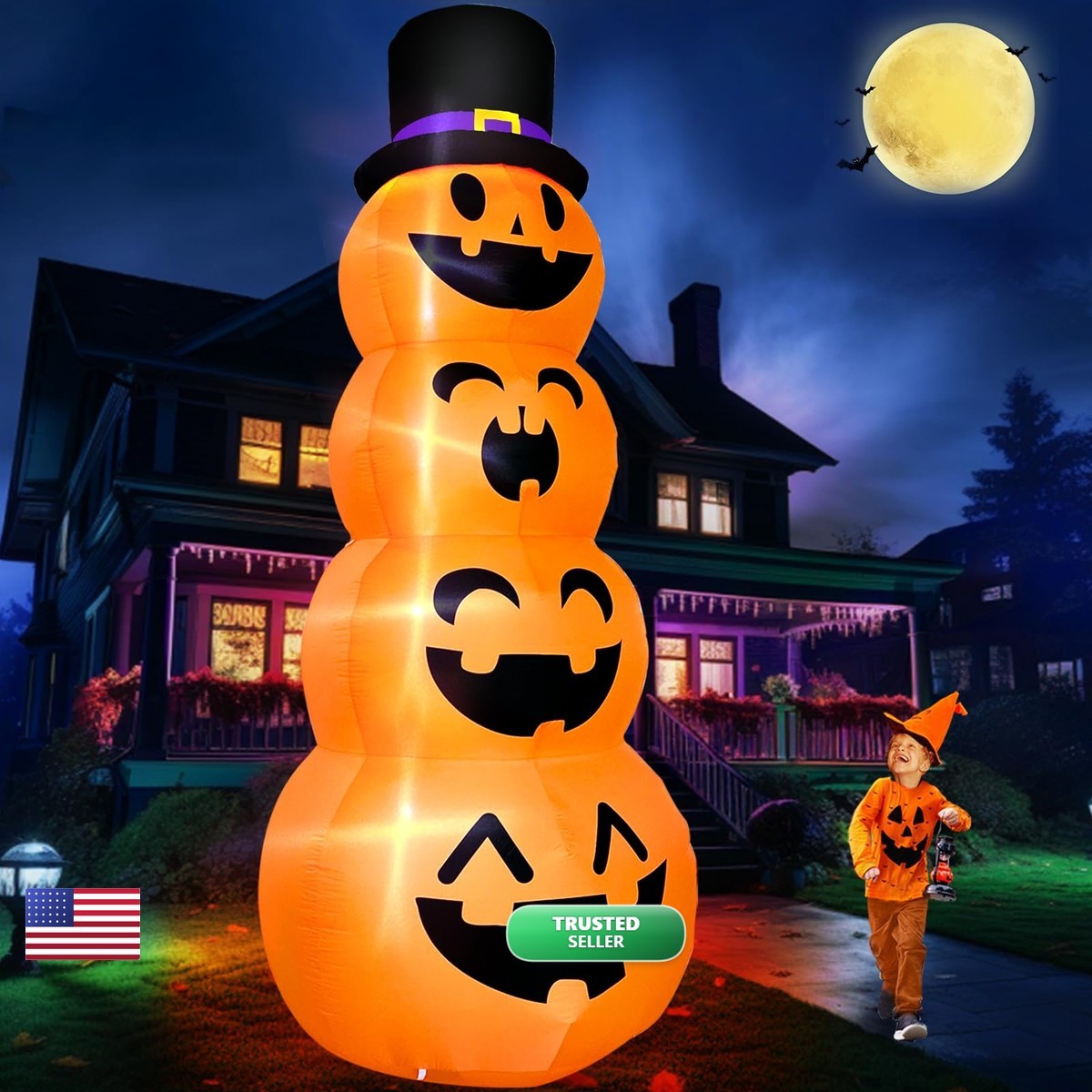 TURNMEON 12 FT Pumpkins Halloween Inflatable Outdoor Decor