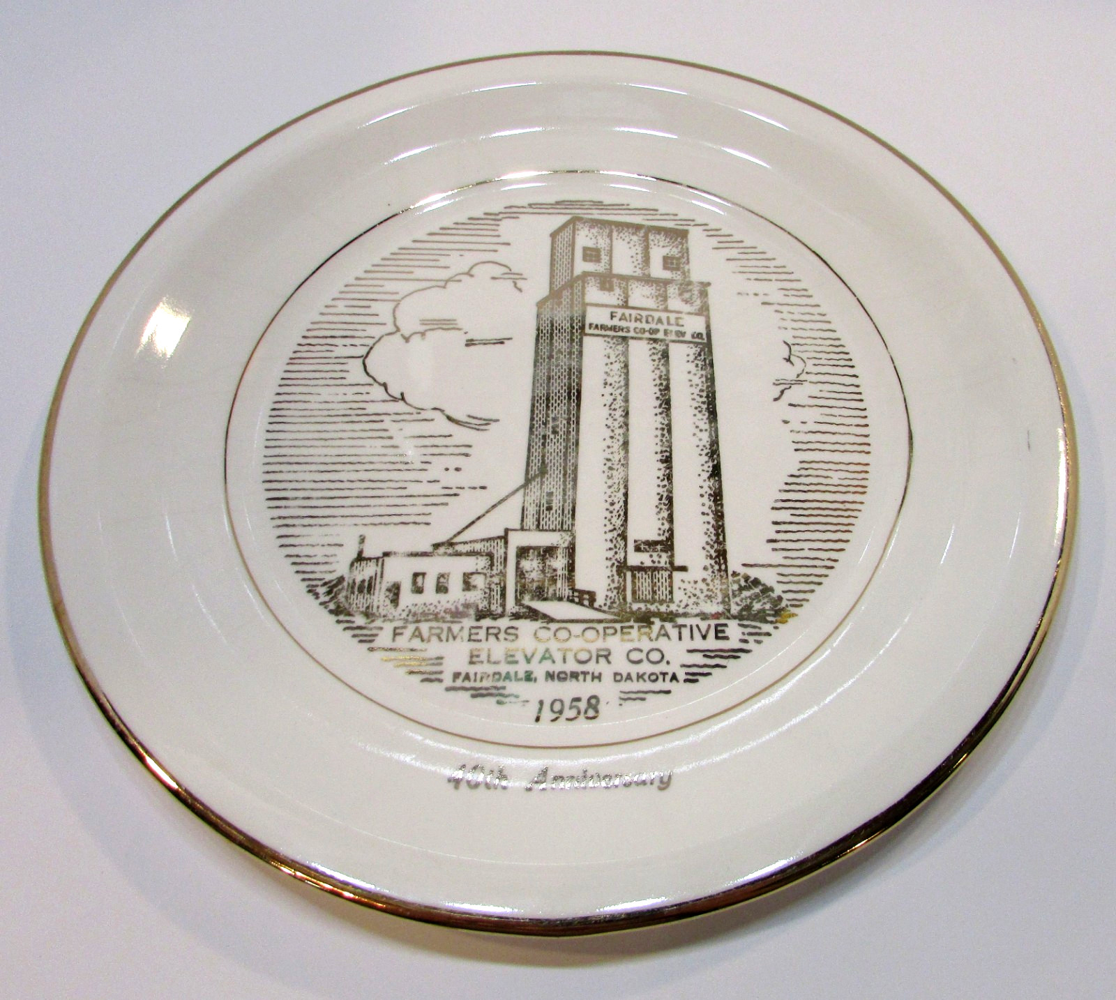 Old 1958 Fairdale ND Farmers Co-Op Grain Elevator Vintage Sabina Line 22k Plate
